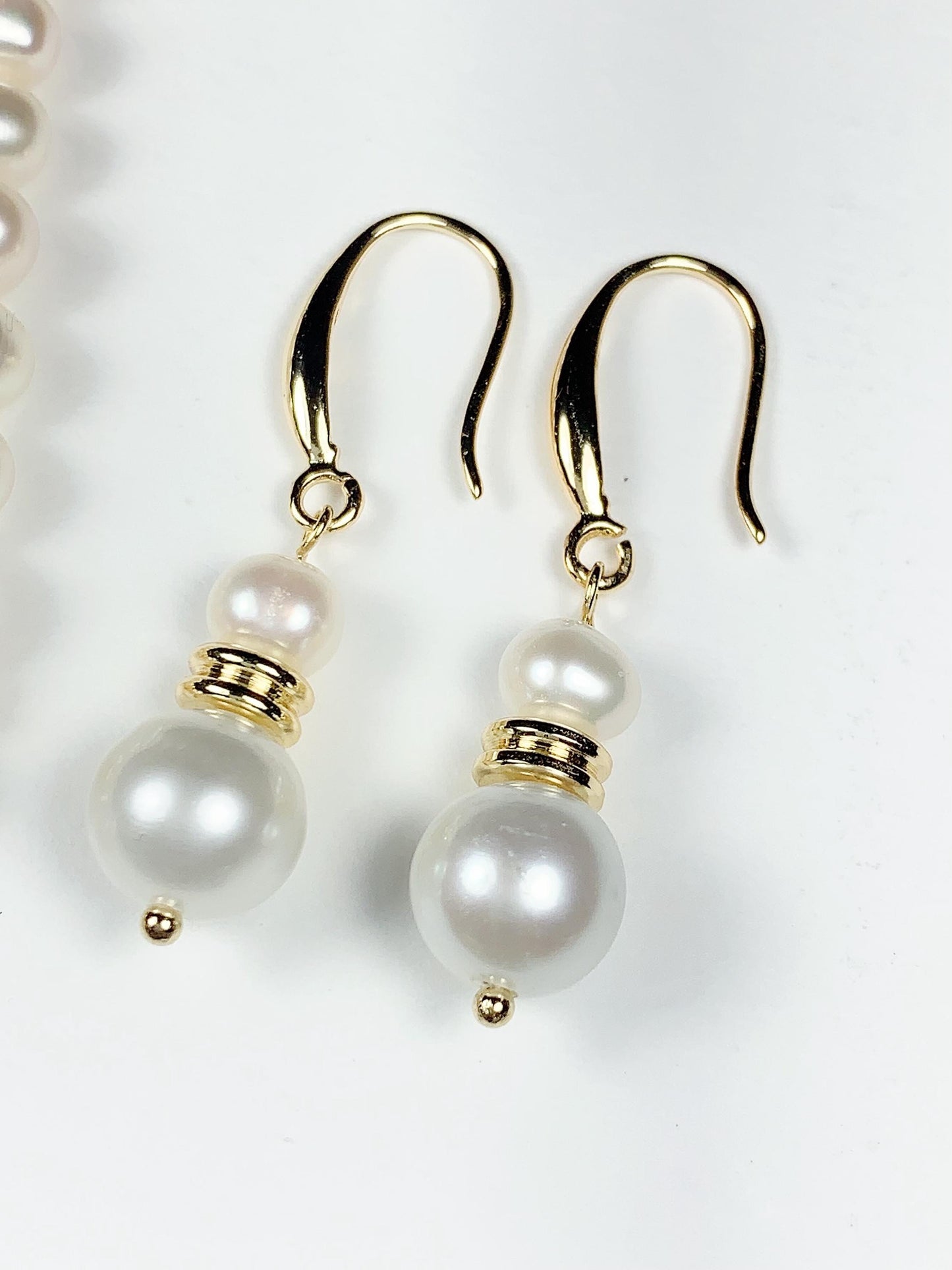 Large 10mm Freshwater Pearl 18K Gold Filled Bracelet, Necklace & Earrings Set