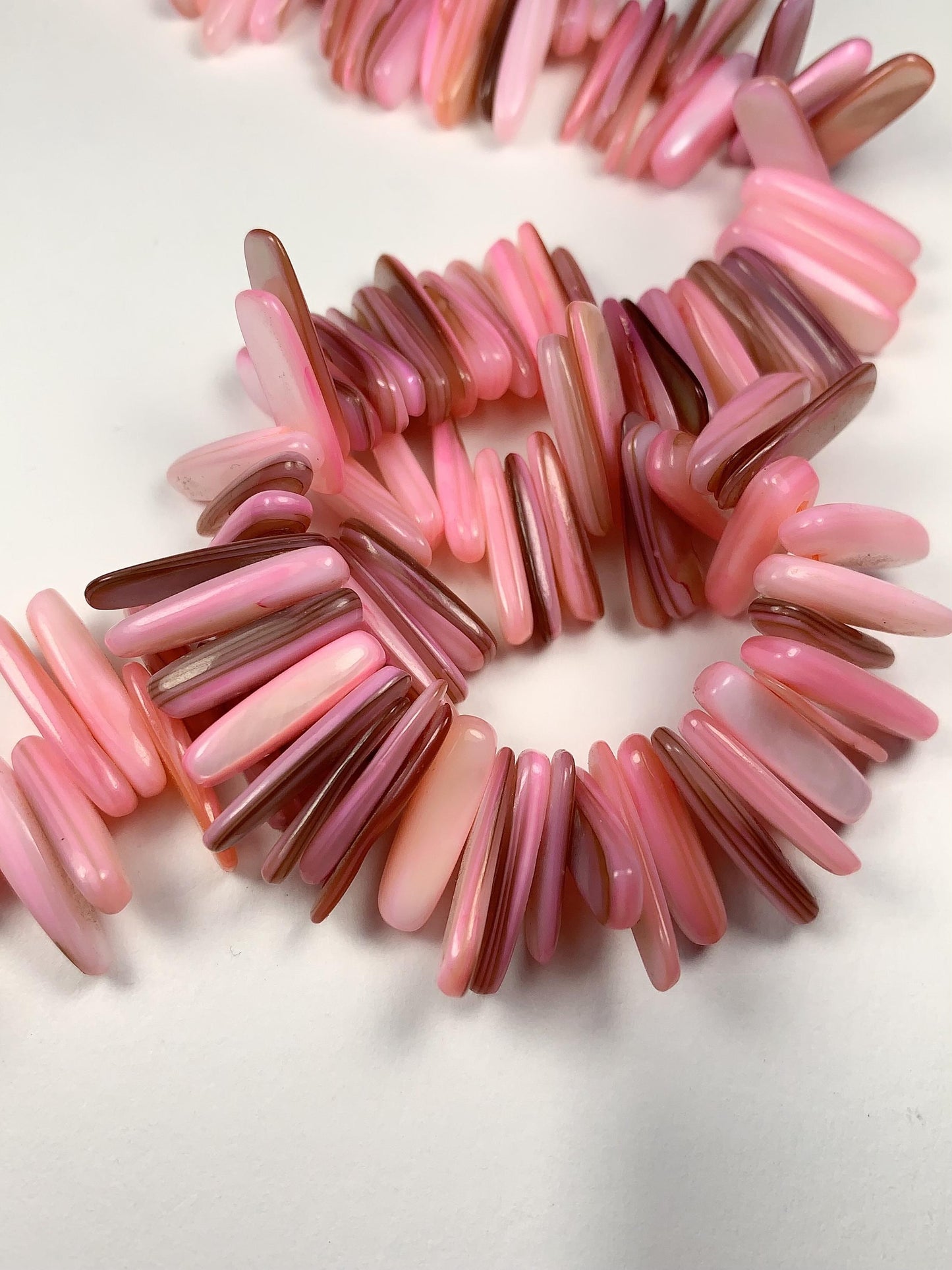 15-18mm Natural Blush Pink Mother of Pearl Shell Stick Spike Nugget Pebble Irregular Chips Beads Strand 15 Jewelry Making DIY Gemstone