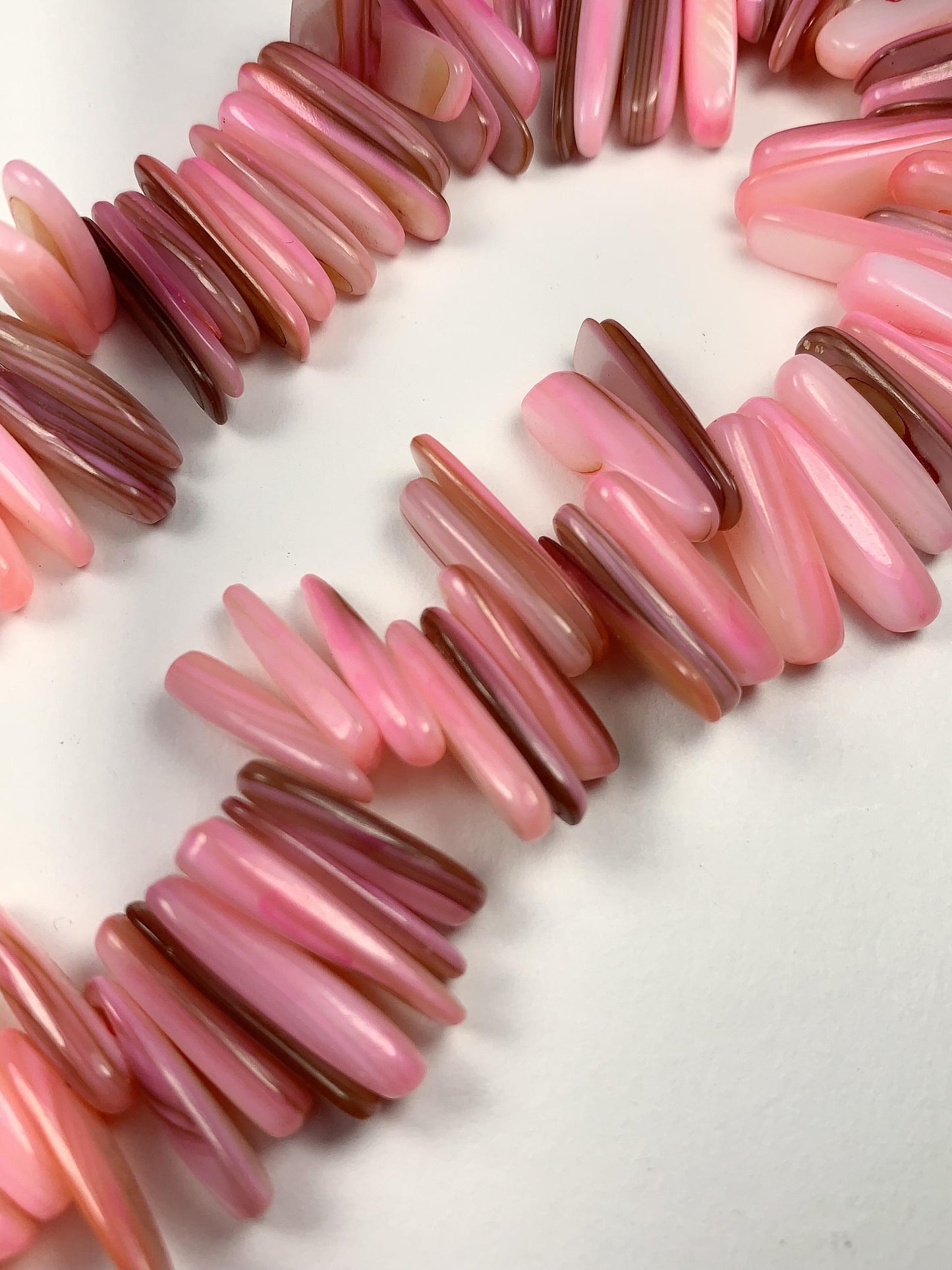 15-18mm Natural Blush Pink Mother of Pearl Shell Stick Spike Nugget Pebble Irregular Chips Beads Strand 15 Jewelry Making DIY Gemstone
