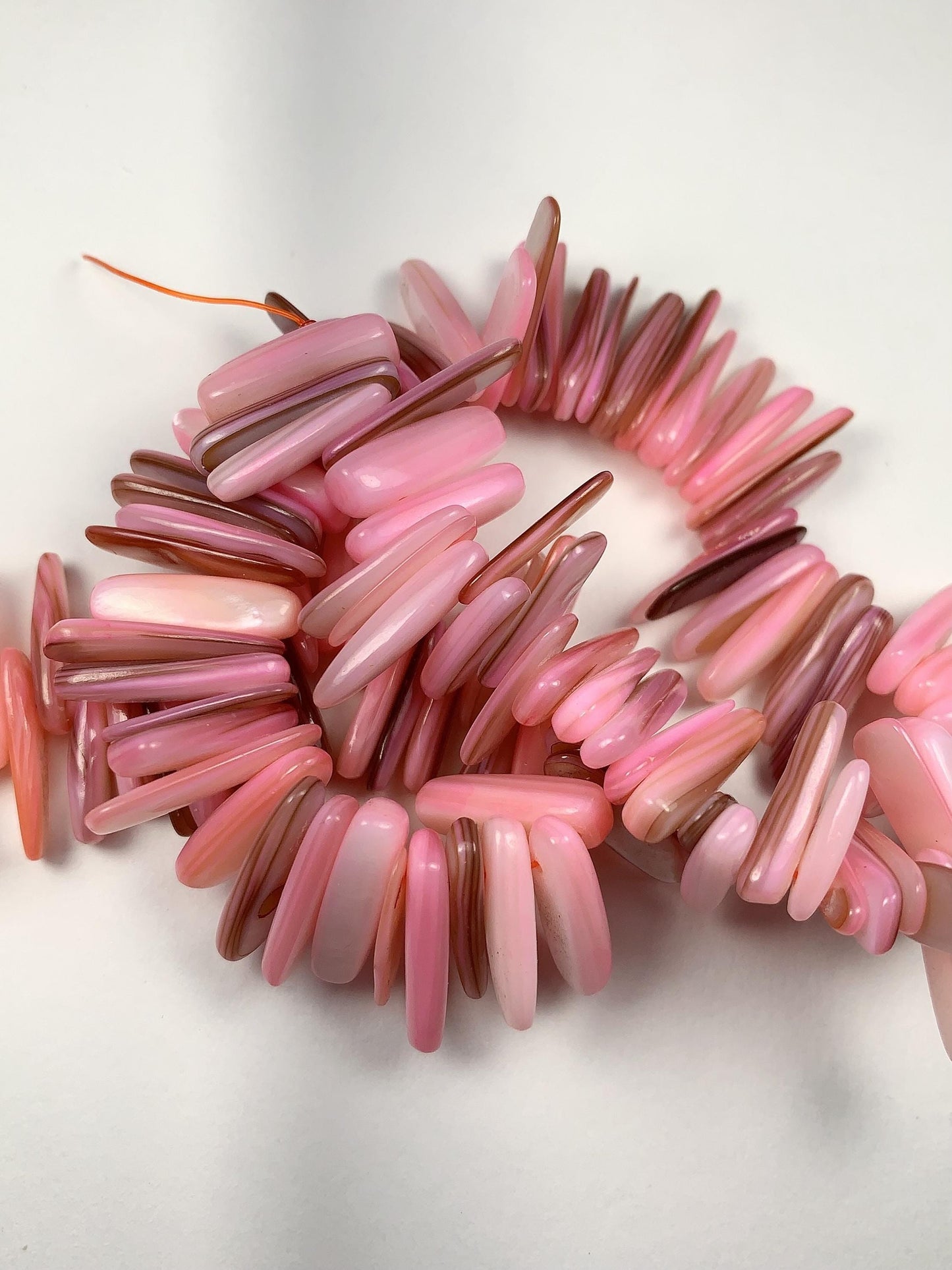 15-18mm Natural Blush Pink Mother of Pearl Shell Stick Spike Nugget Pebble Irregular Chips Beads Strand 15 Jewelry Making DIY Gemstone
