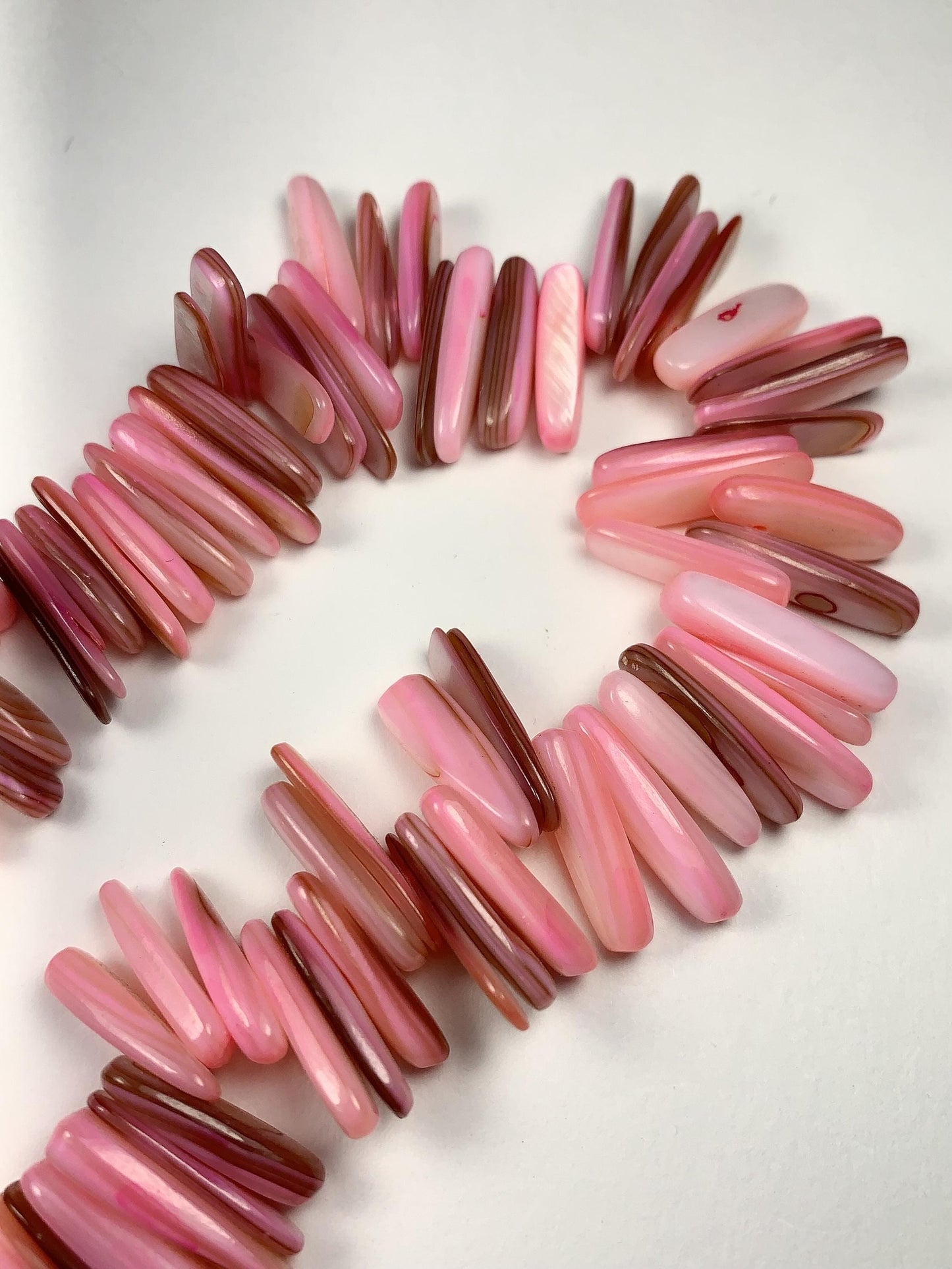 15-18mm Natural Blush Pink Mother of Pearl Shell Stick Spike Nugget Pebble Irregular Chips Beads Strand 15 Jewelry Making DIY Gemstone