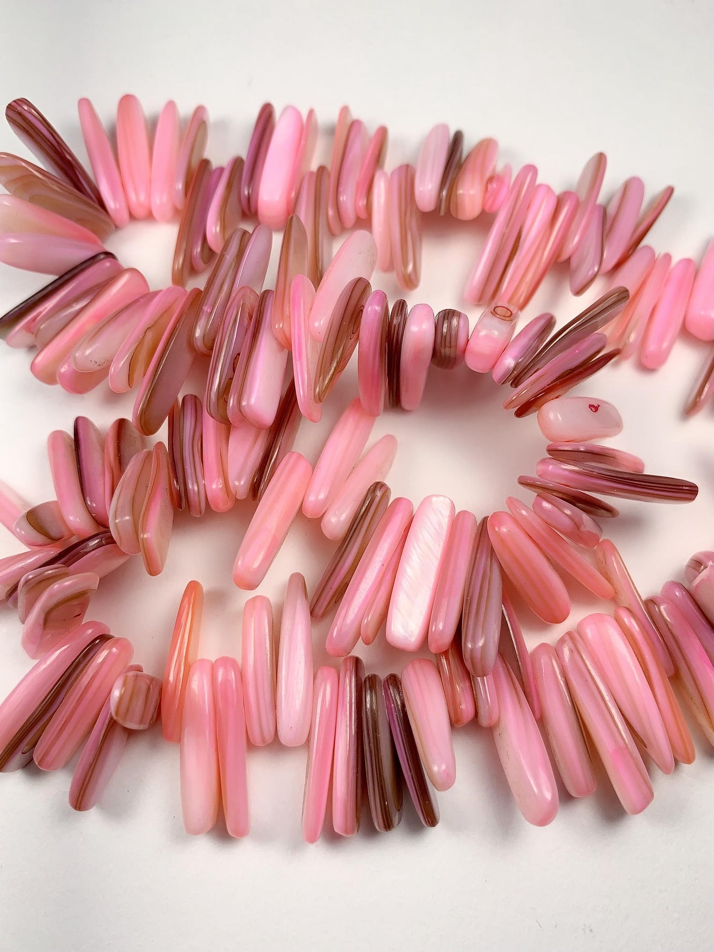 15-18mm Natural Blush Pink Mother of Pearl Shell Stick Spike Nugget Pebble Irregular Chips Beads Strand 15 Jewelry Making DIY Gemstone