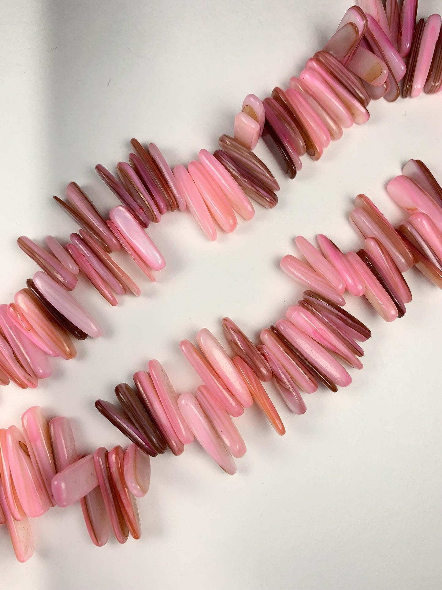 15-18mm Natural Blush Pink Mother of Pearl Shell Stick Spike Nugget Pebble Irregular Chips Beads Strand 15 Jewelry Making DIY Gemstone