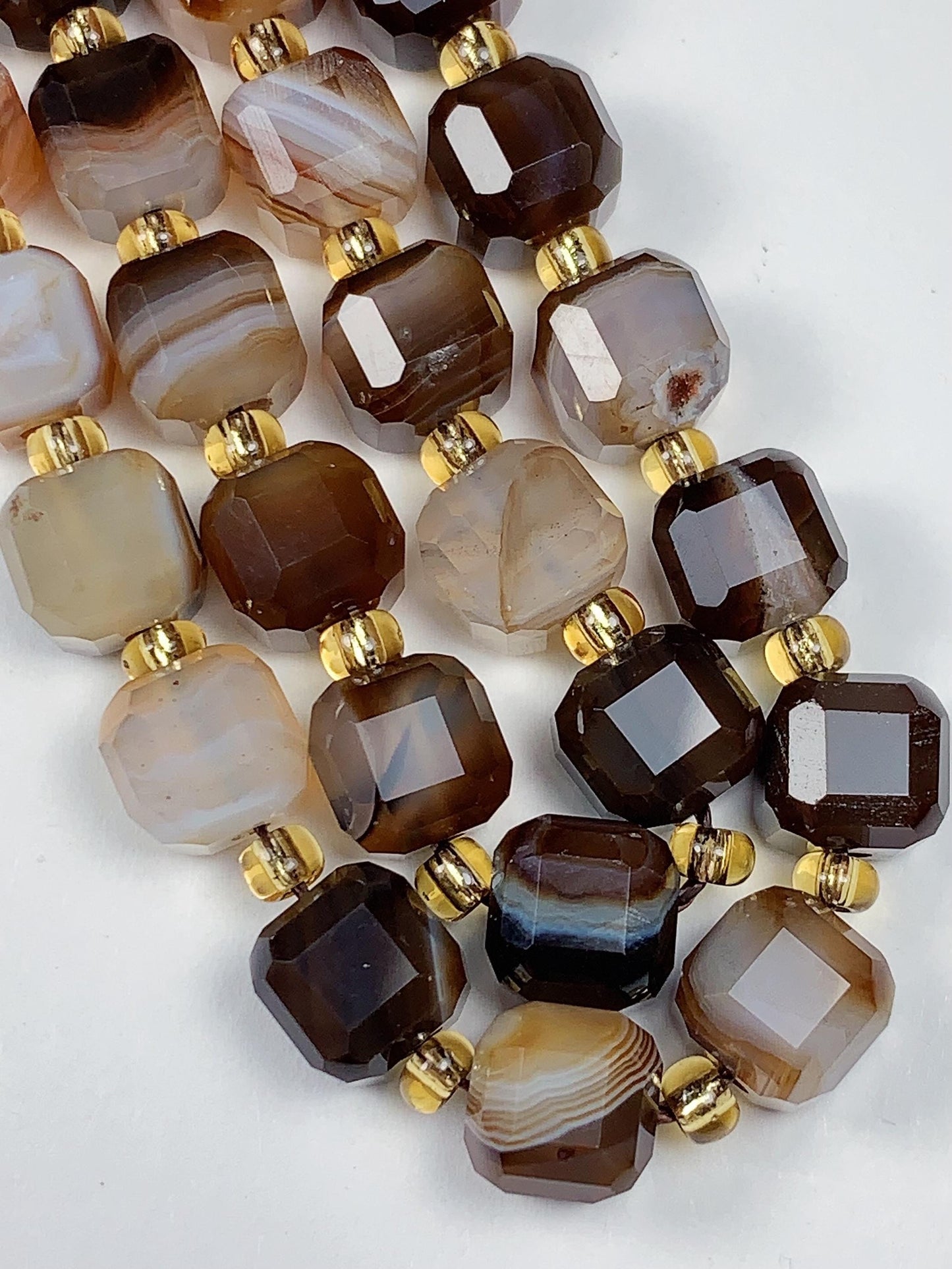 11 Types Gemstones Faceted Cube Square Beads 15.5" Strand