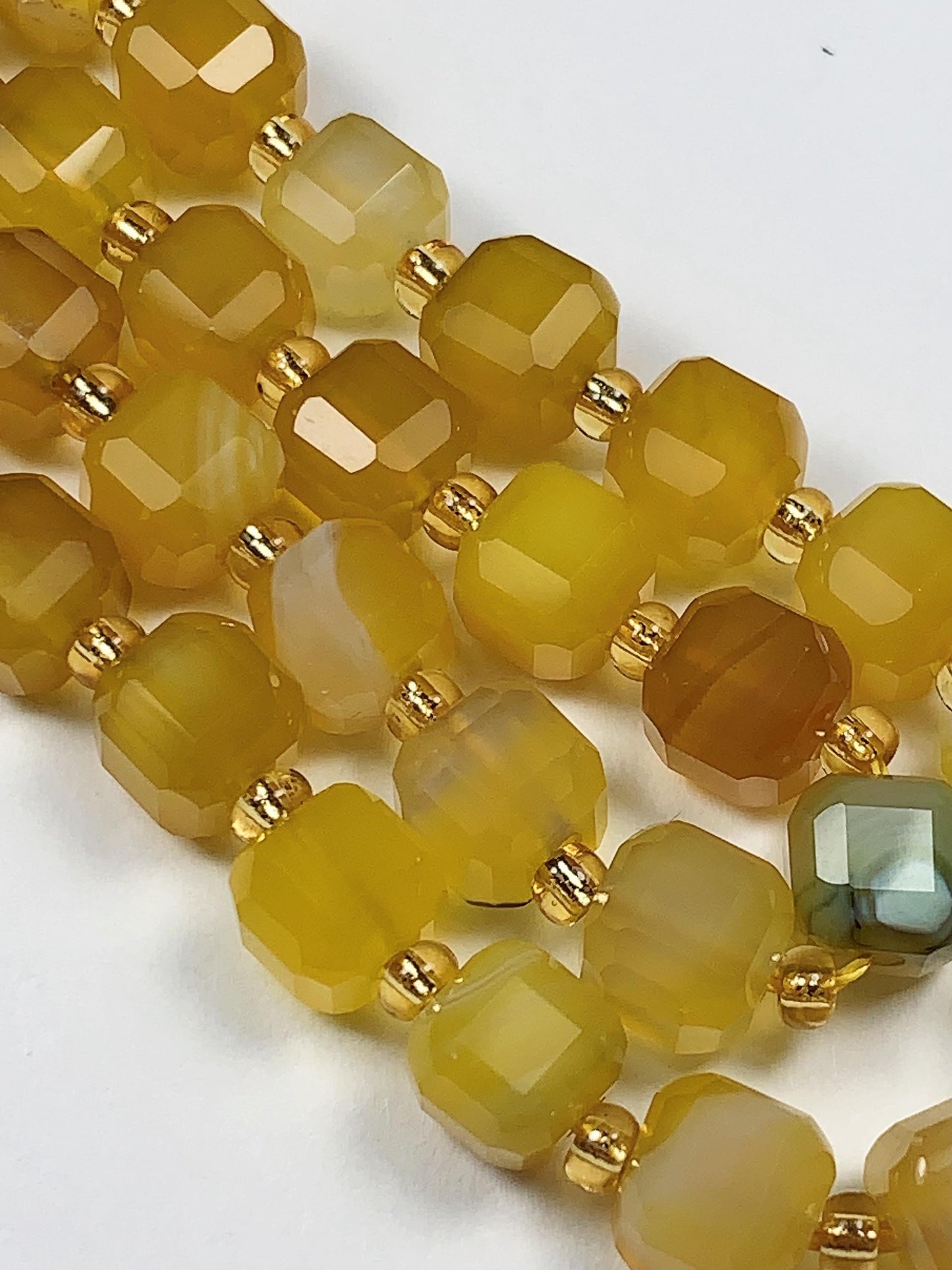 11 Types Gemstones Faceted Cube Square Beads 15.5" Strand