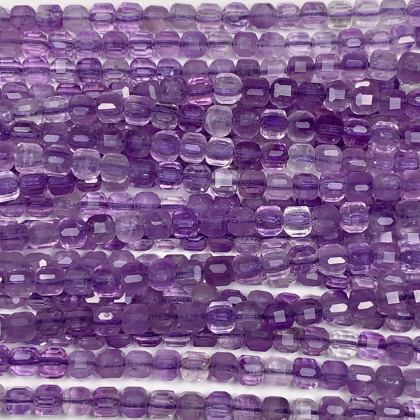 3mm AAA Natural Lavender Purple Amethyst Faceted Cube Square Beads 15.5 Stand Gemstone