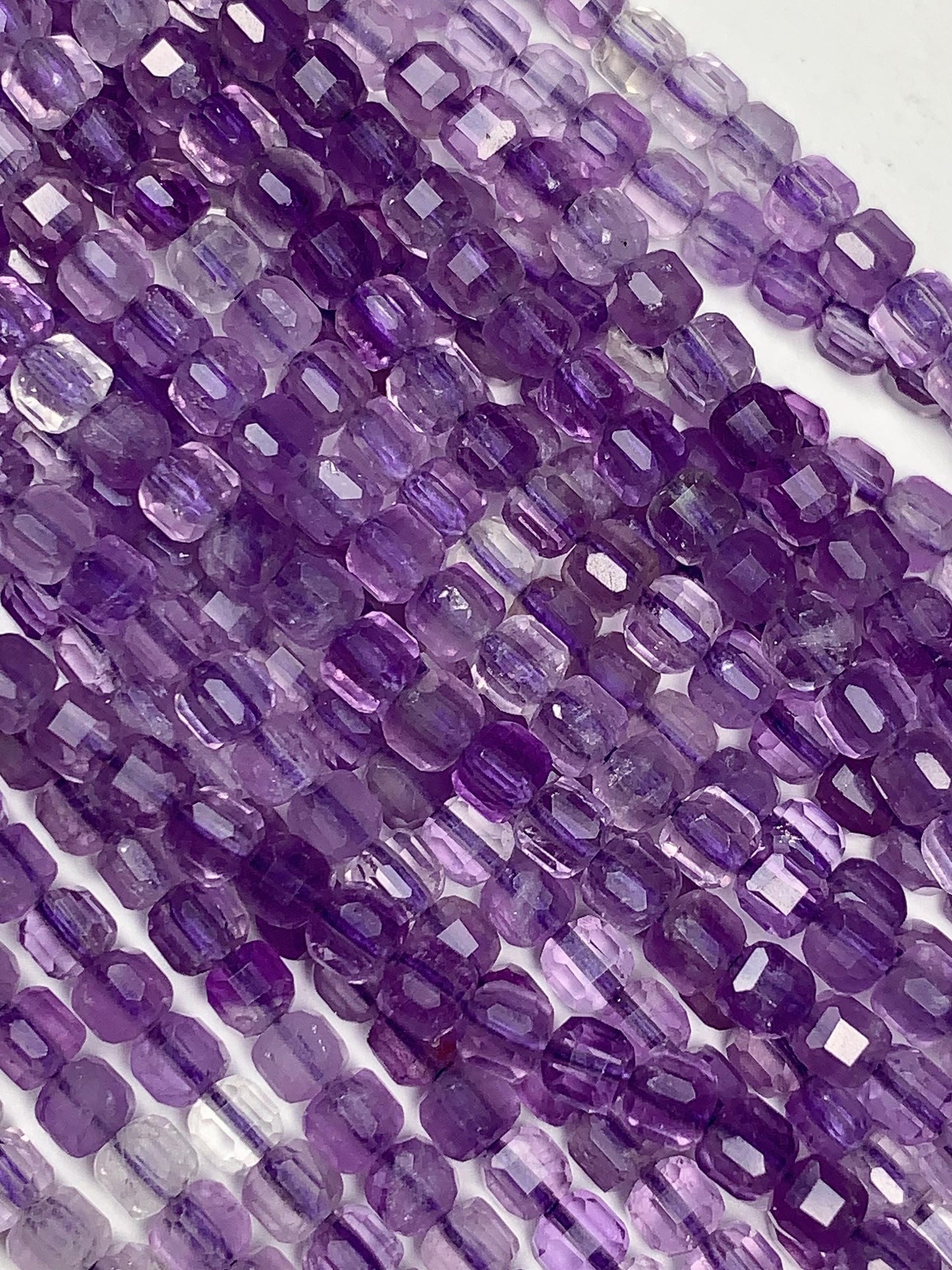 3mm AAA Natural Lavender Purple Amethyst Faceted Cube Square Beads 15.5 Stand Gemstone