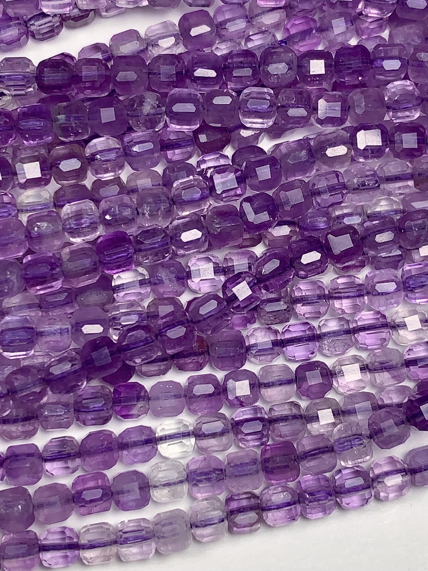 3mm AAA Natural Lavender Purple Amethyst Faceted Cube Square Beads 15.5 Stand Gemstone