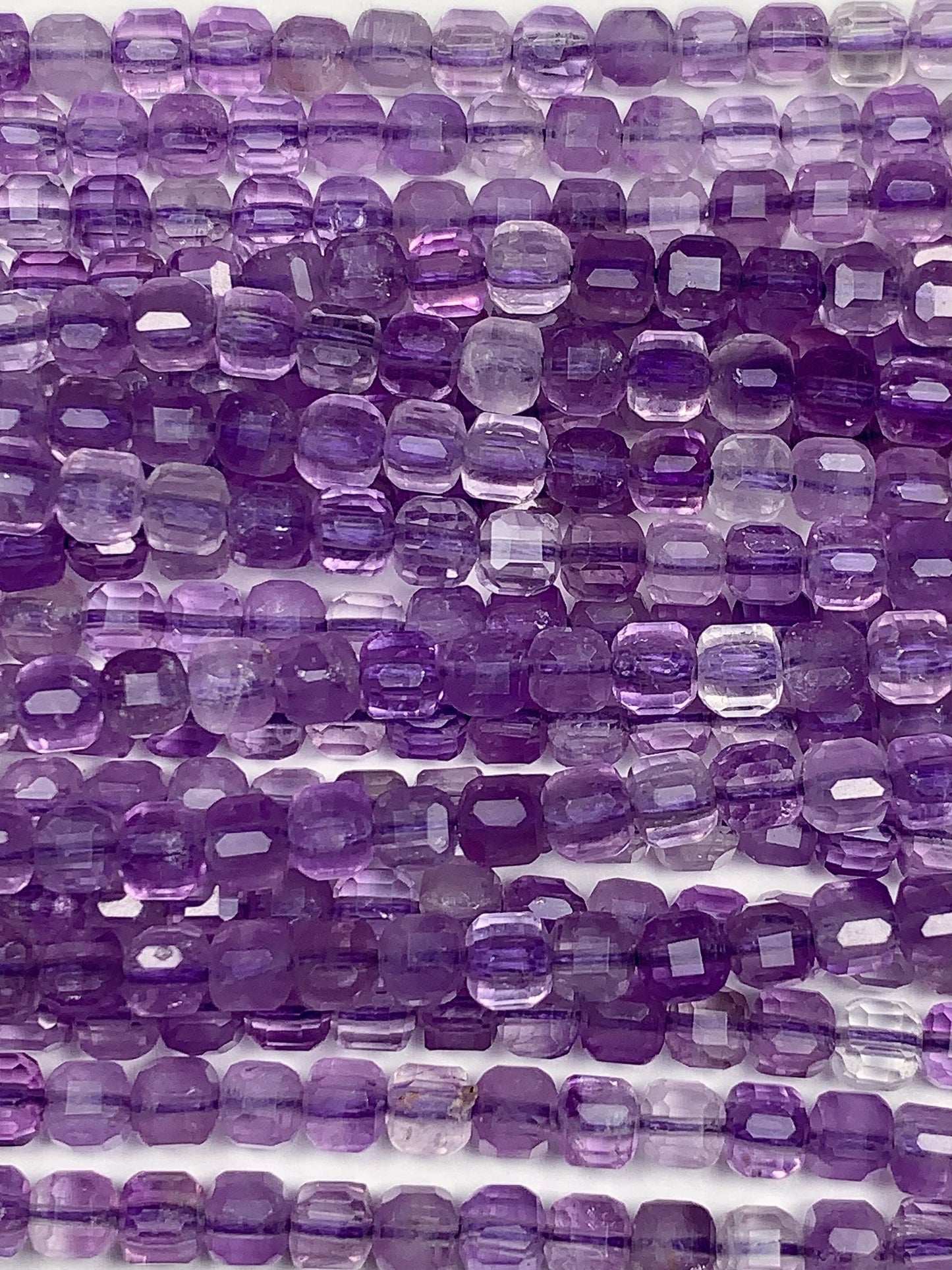 3mm AAA Natural Lavender Purple Amethyst Faceted Cube Square Beads 15.5 Stand Gemstone