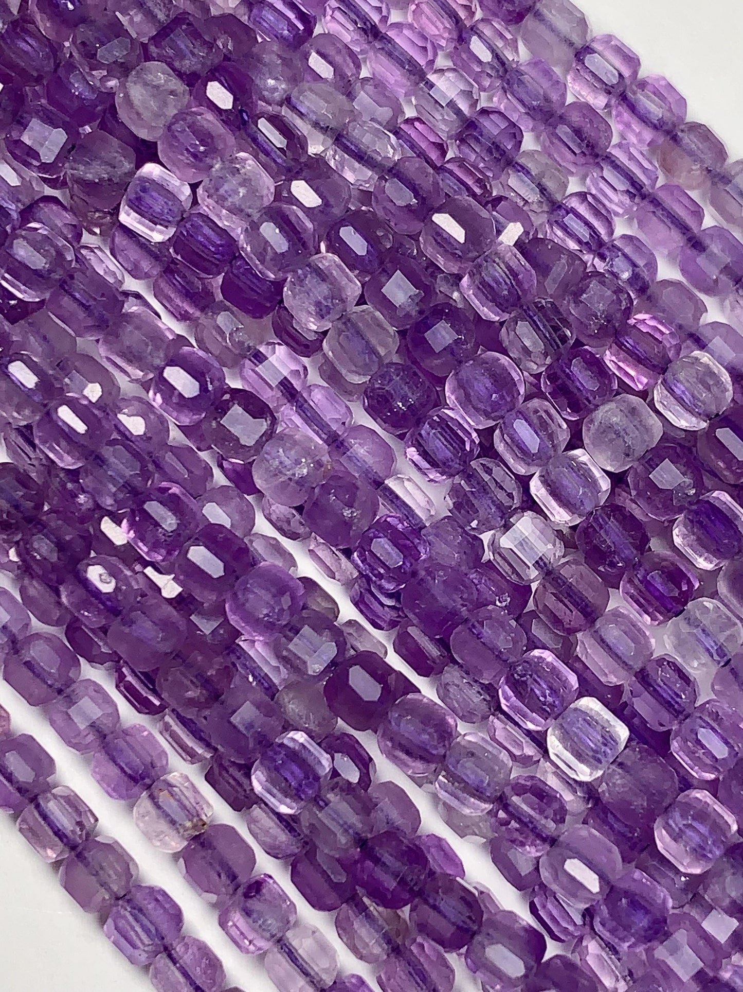 3mm AAA Natural Lavender Purple Amethyst Faceted Cube Square Beads 15.5 Stand Gemstone