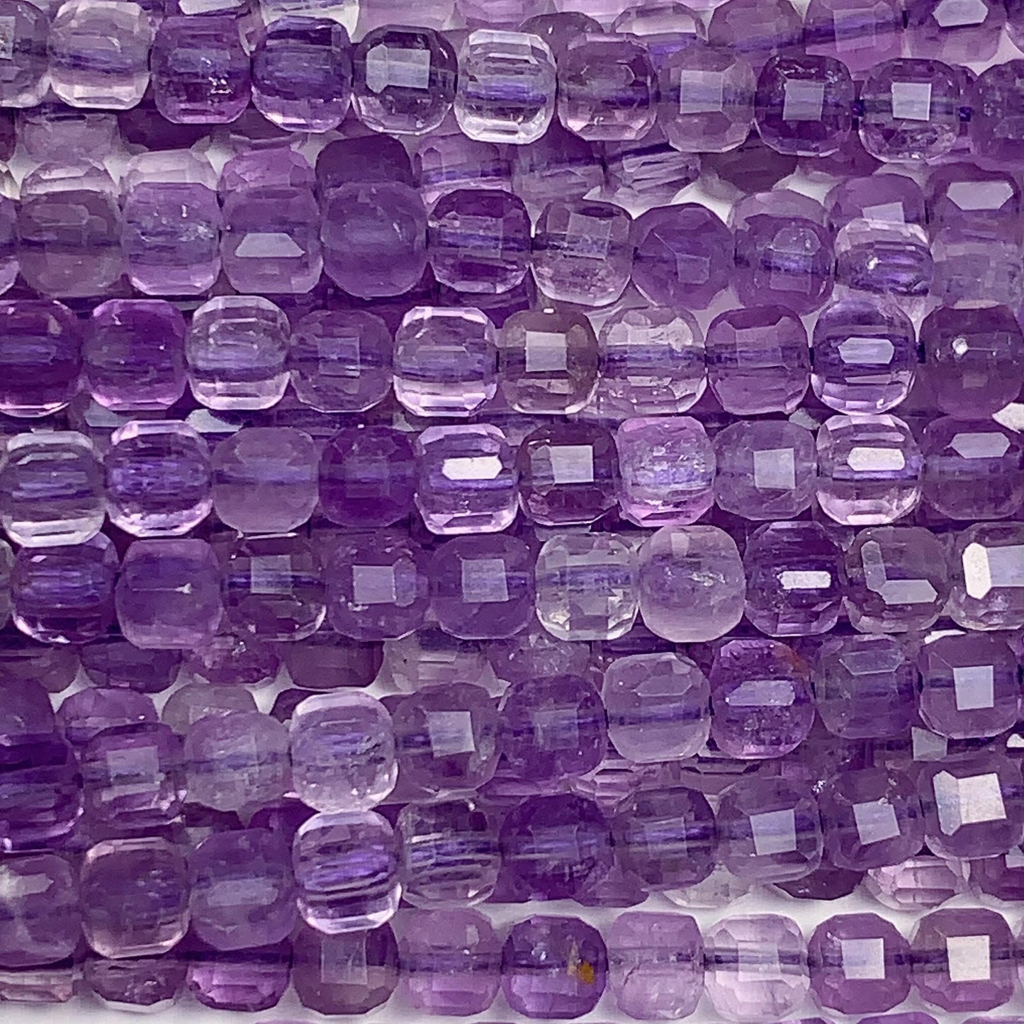 3mm AAA Natural Lavender Purple Amethyst Faceted Cube Square Beads 15.5 Stand Gemstone