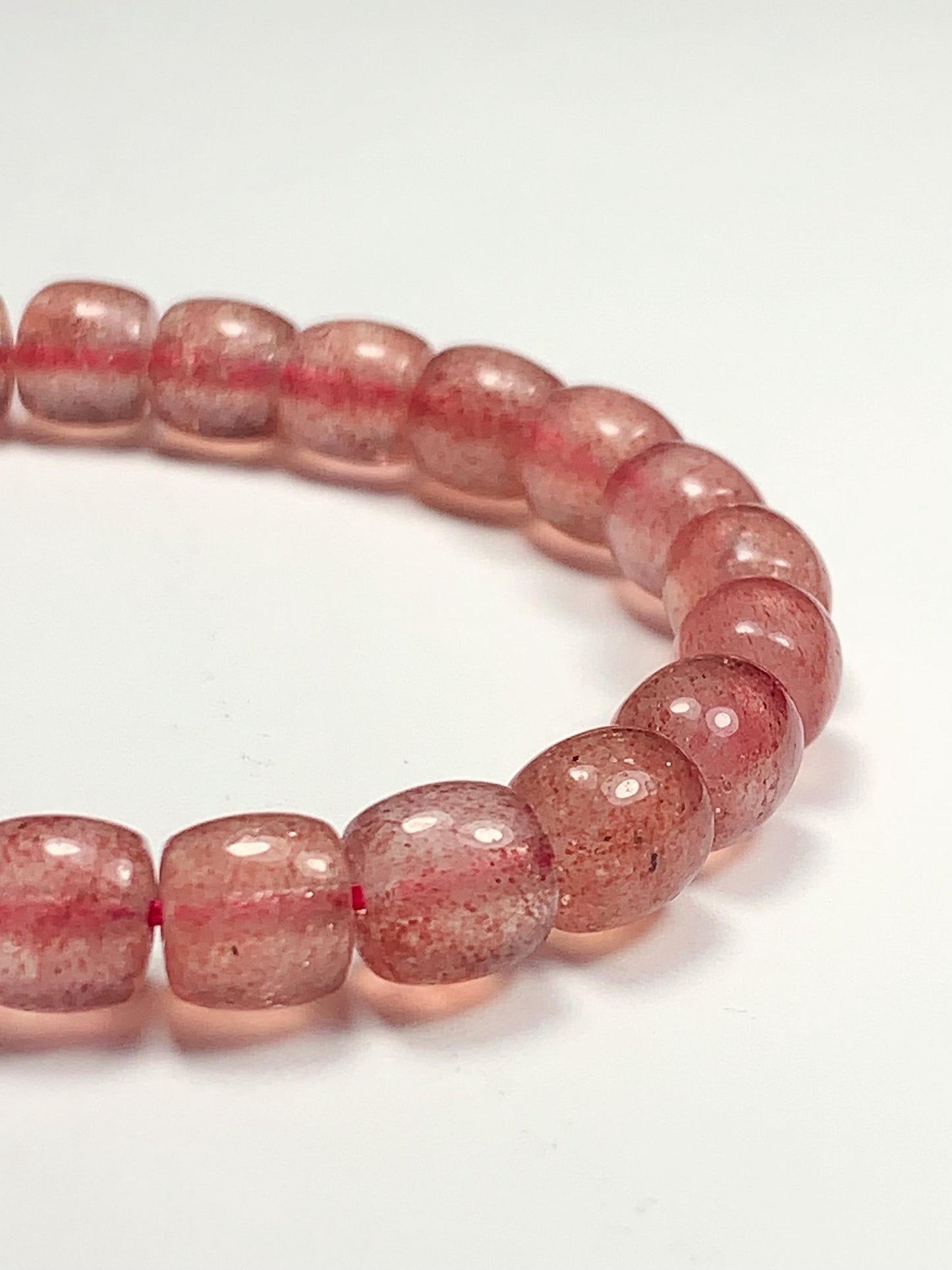 High Quality Transparent Natural Red Strawberry Quartz Stretch Barrel beads Bracelet Gemstone 7x8mm