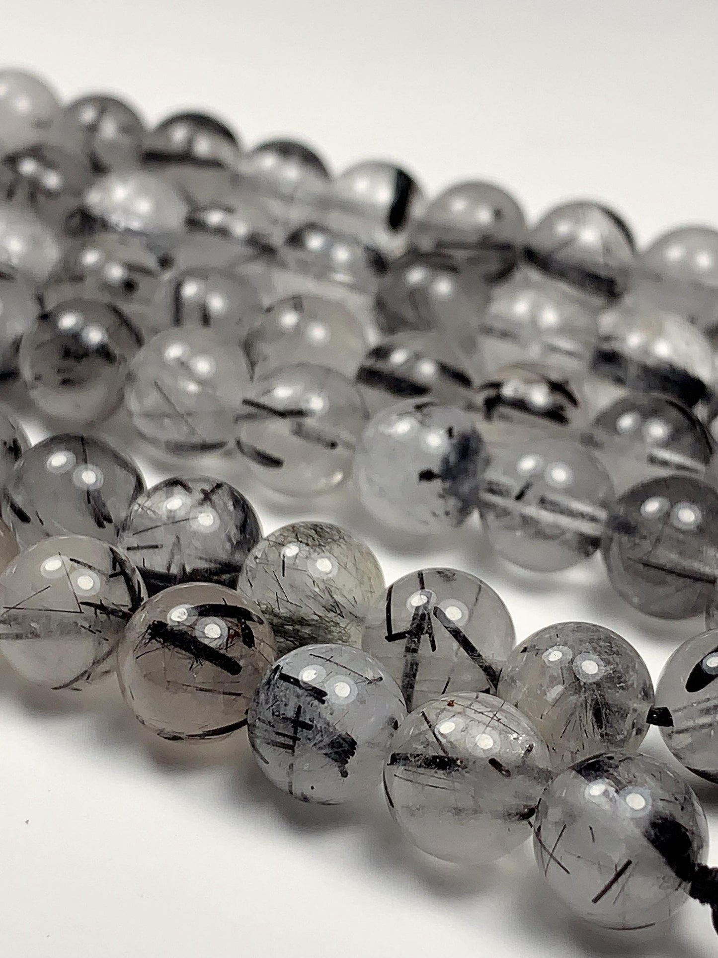 AAA Natural Transparent Black Tourmaline Rutilated Quartz Beads 15.5 Strand gemstone