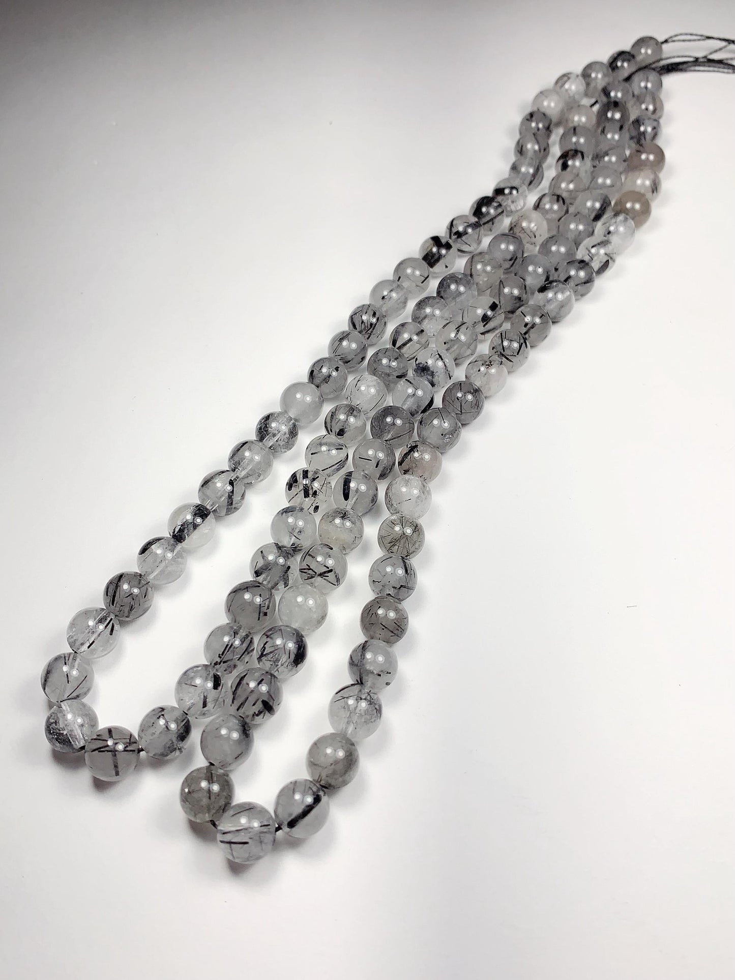 AAA Natural Transparent Black Tourmaline Rutilated Quartz Beads 15.5 Strand gemstone