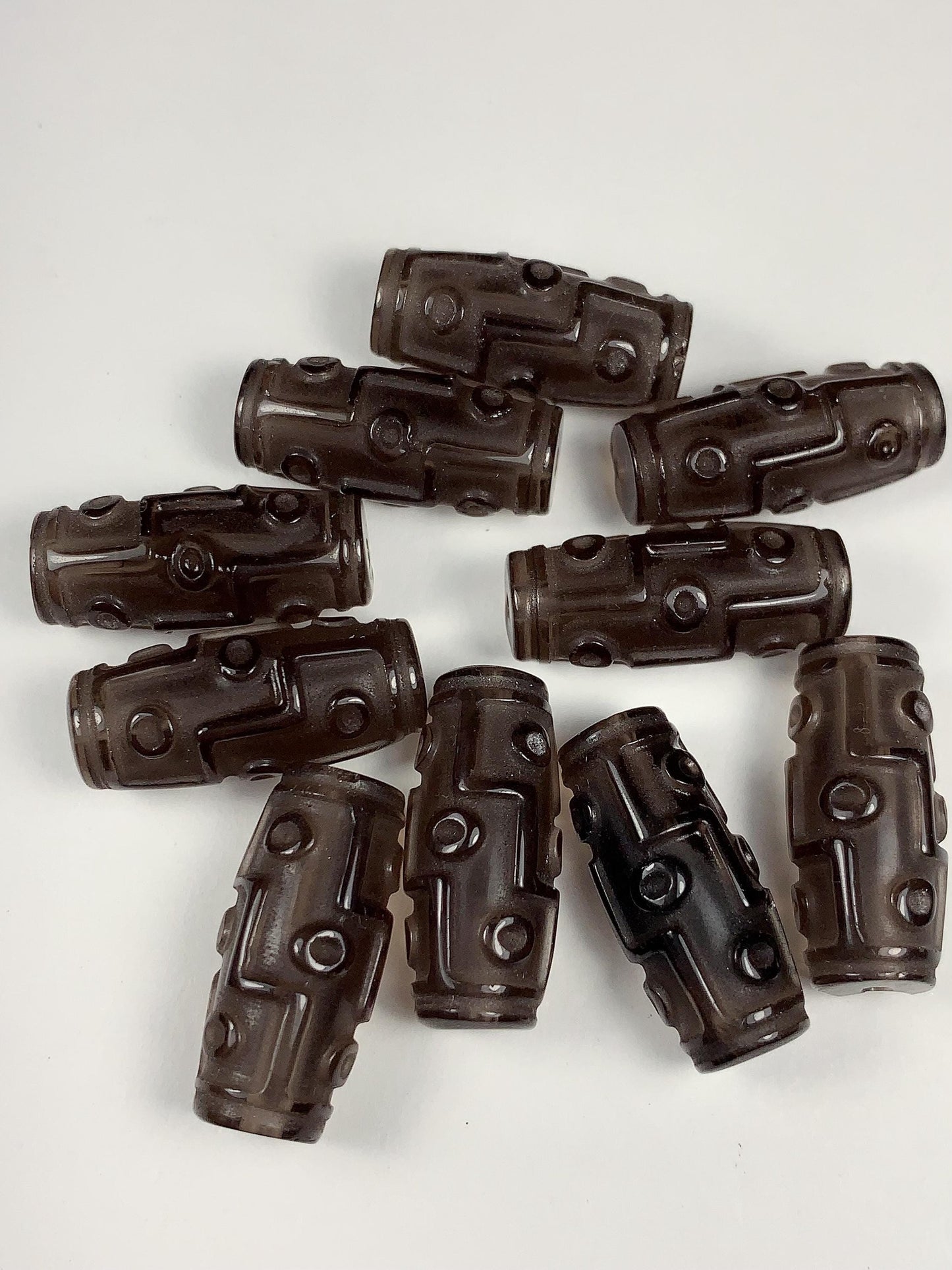 23mm Good Detail Carved  Natural Ice Smoky Brown Obsidian DZI DZ beads Loose Gems Gemstone