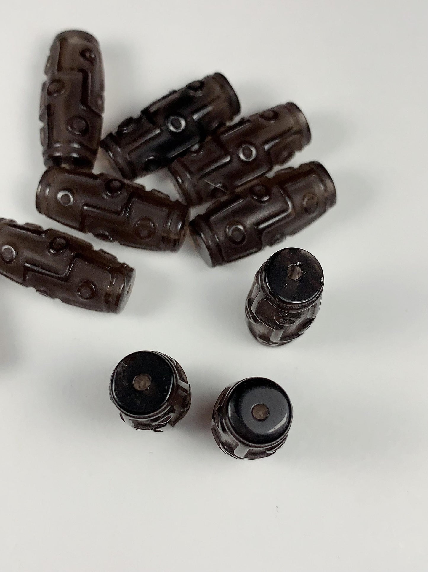 23mm Good Detail Carved  Natural Ice Smoky Brown Obsidian DZI DZ beads Loose Gems Gemstone
