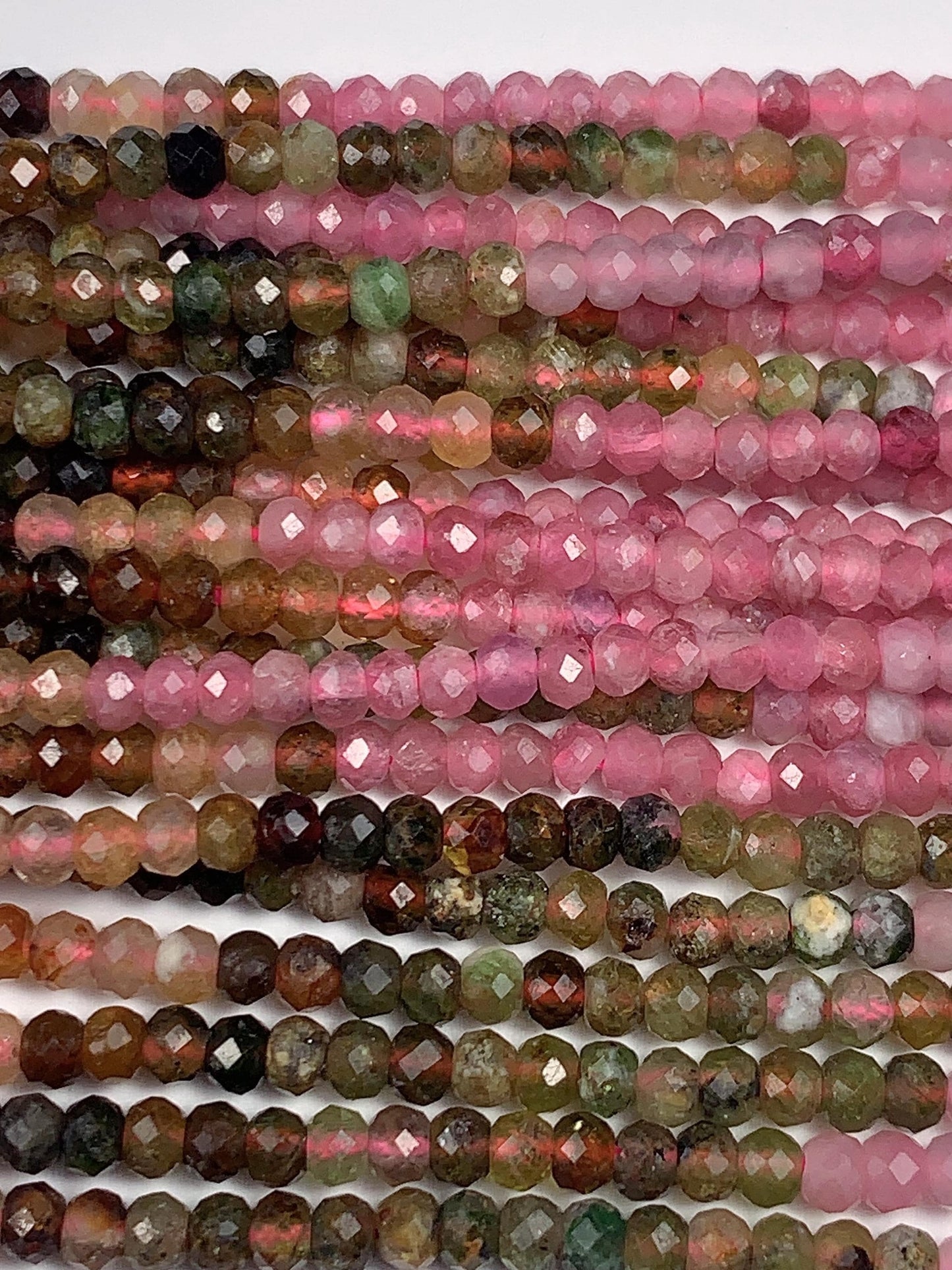 2x3mm Natural Rainbow Tourmaline Faceted Rondelle Beads Gradient Gemstone Strand 15.5