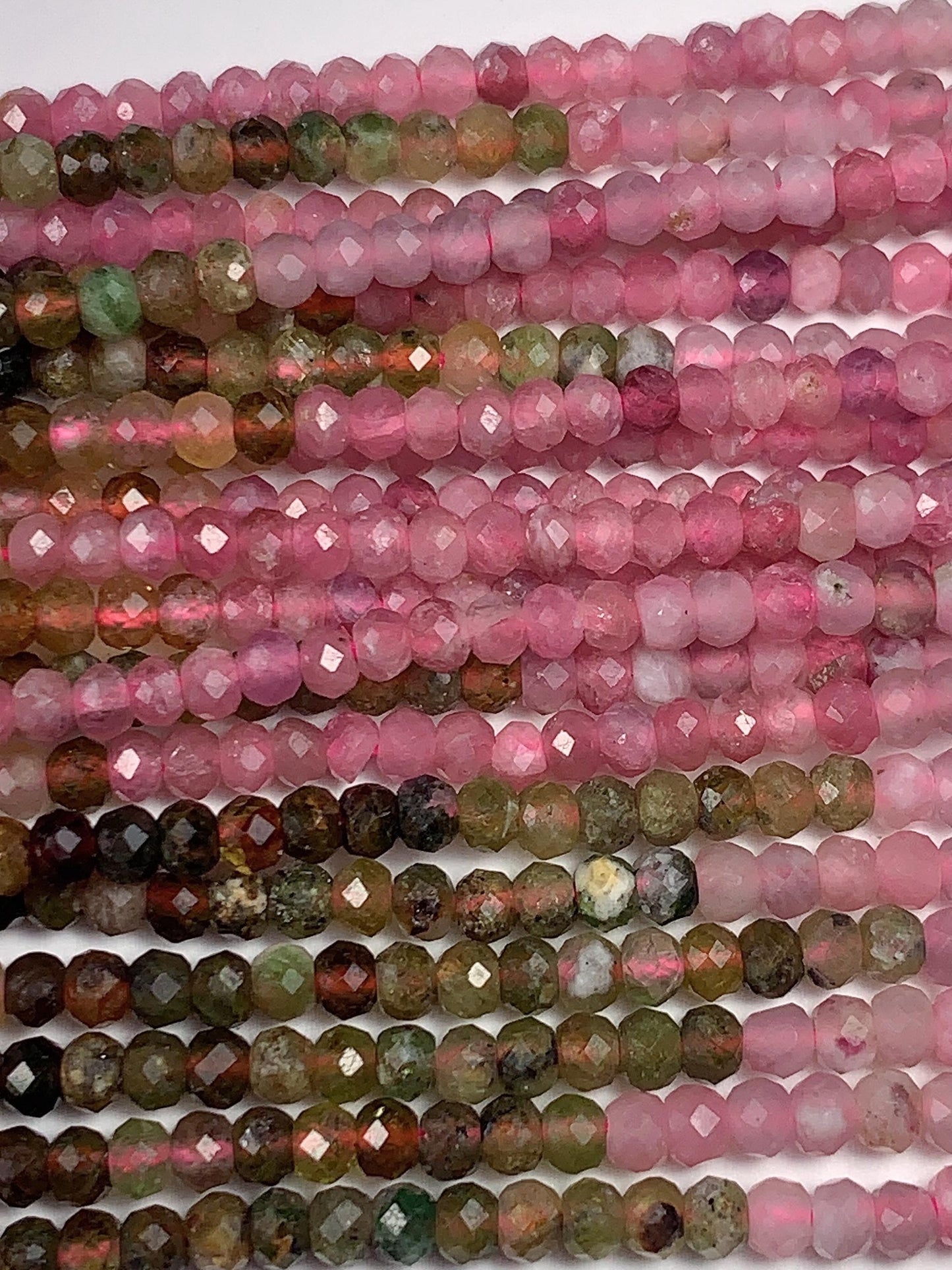 2x3mm Natural Rainbow Tourmaline Faceted Rondelle Beads Gradient Gemstone Strand 15.5