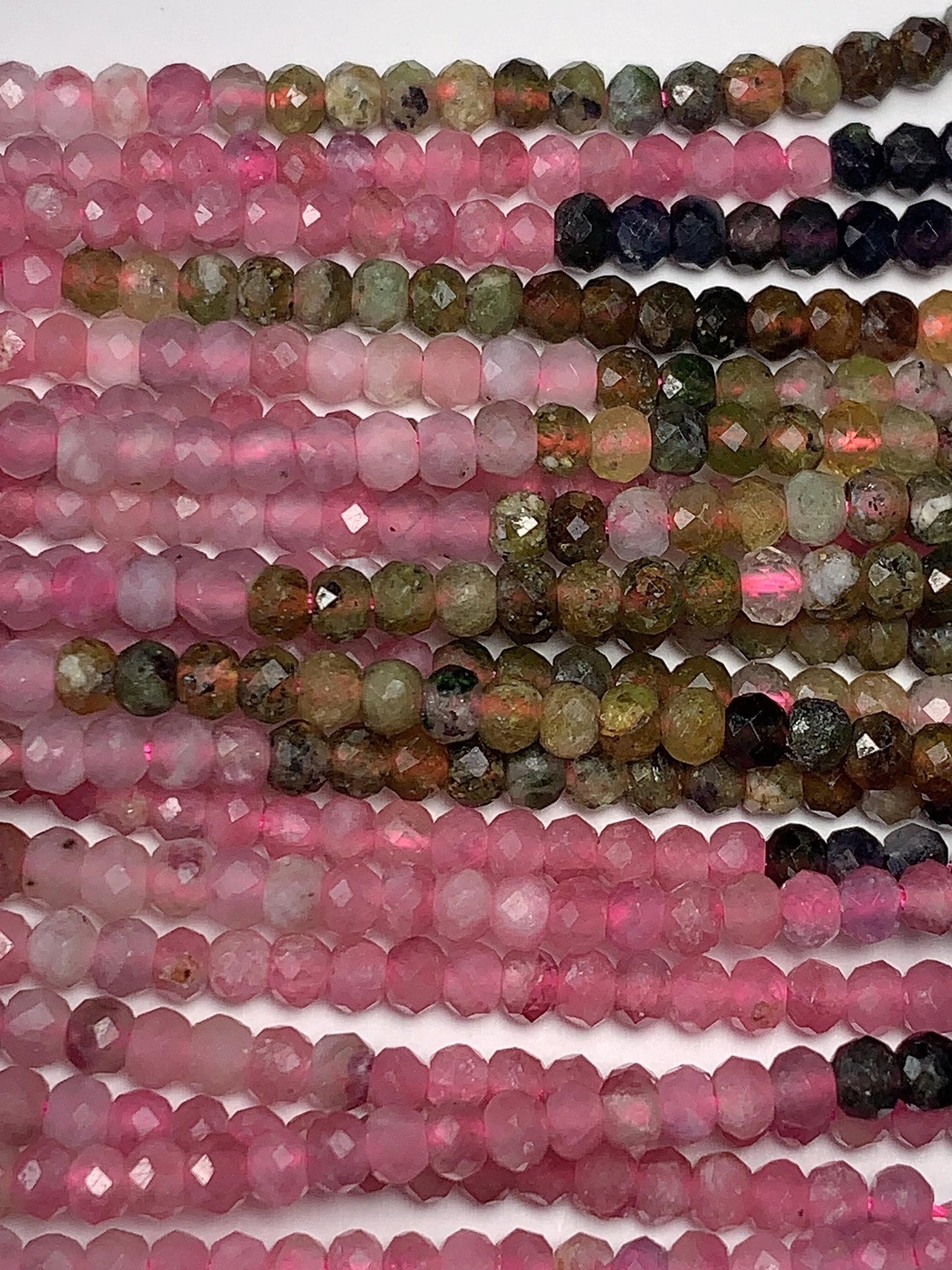 2x3mm Natural Rainbow Tourmaline Faceted Rondelle Beads Gradient Gemstone Strand 15.5