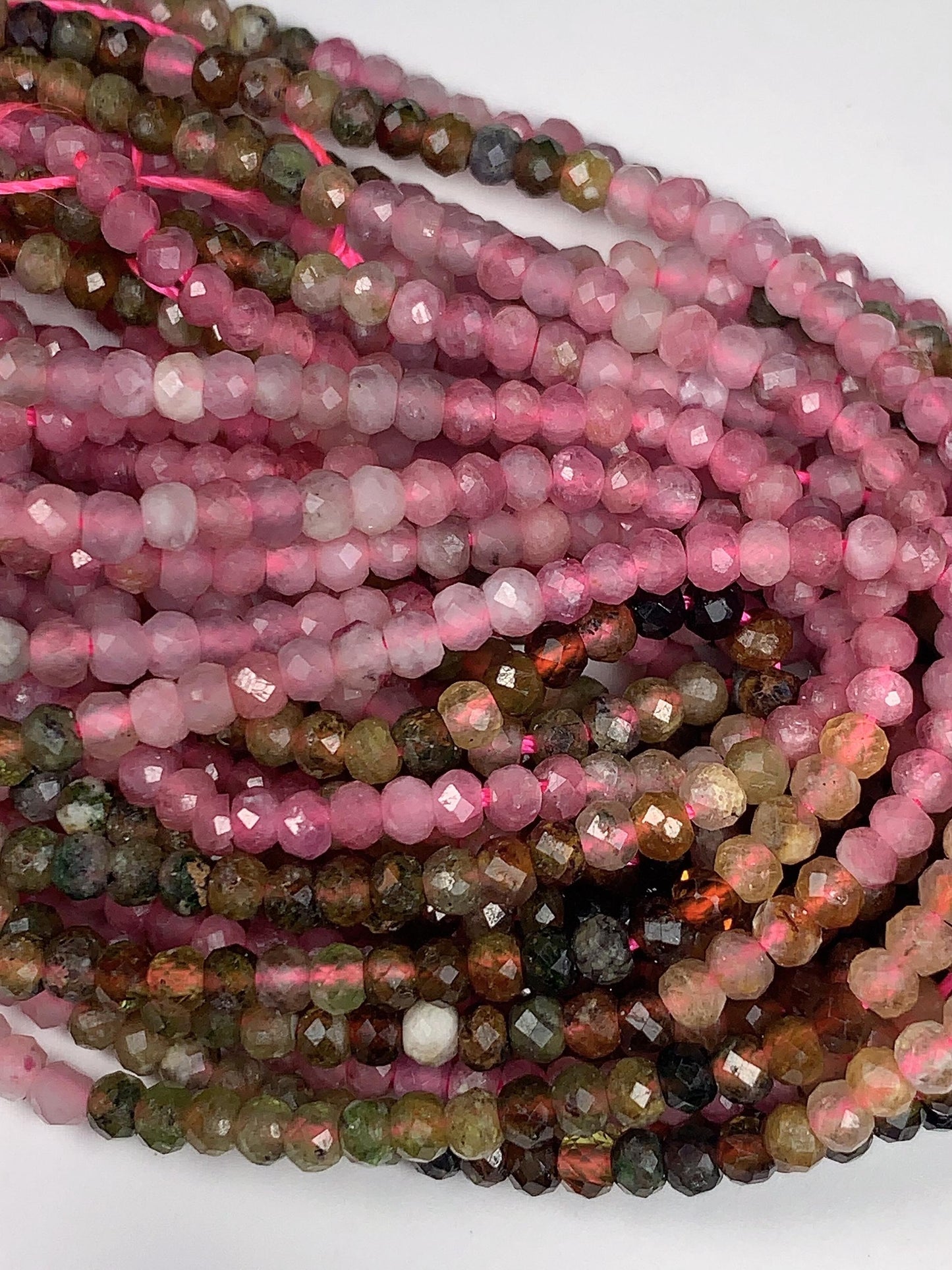 2x3mm Natural Rainbow Tourmaline Faceted Rondelle Beads Gradient Gemstone Strand 15.5