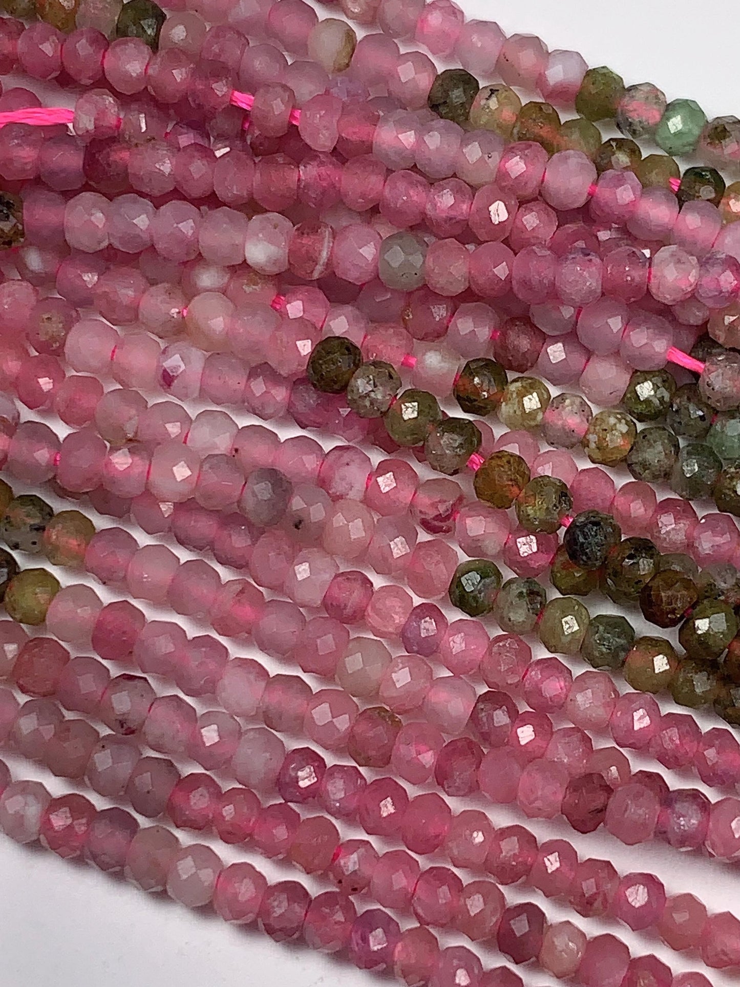 2x3mm Natural Rainbow Tourmaline Faceted Rondelle Beads Gradient Gemstone Strand 15.5