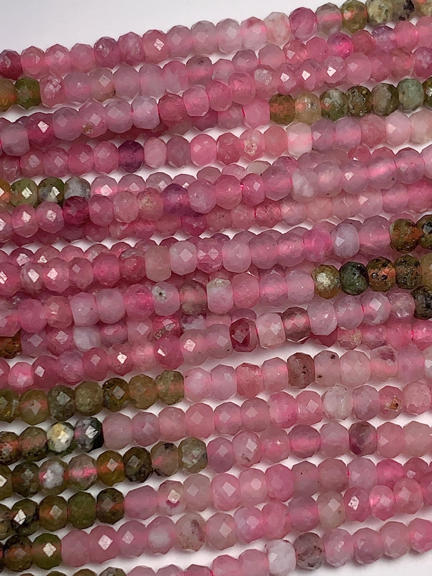 2x3mm Natural Rainbow Tourmaline Faceted Rondelle Beads Gradient Gemstone Strand 15.5