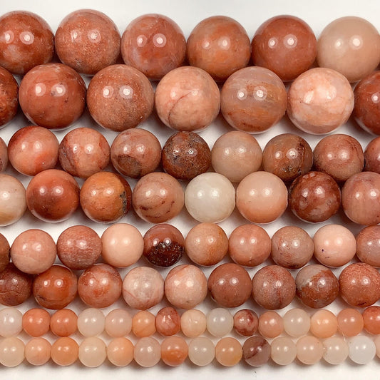 Natural Peach Pink Aventurine Smooth Round Beads 15.5" Strand  4mm 6mm 8mm 10mm