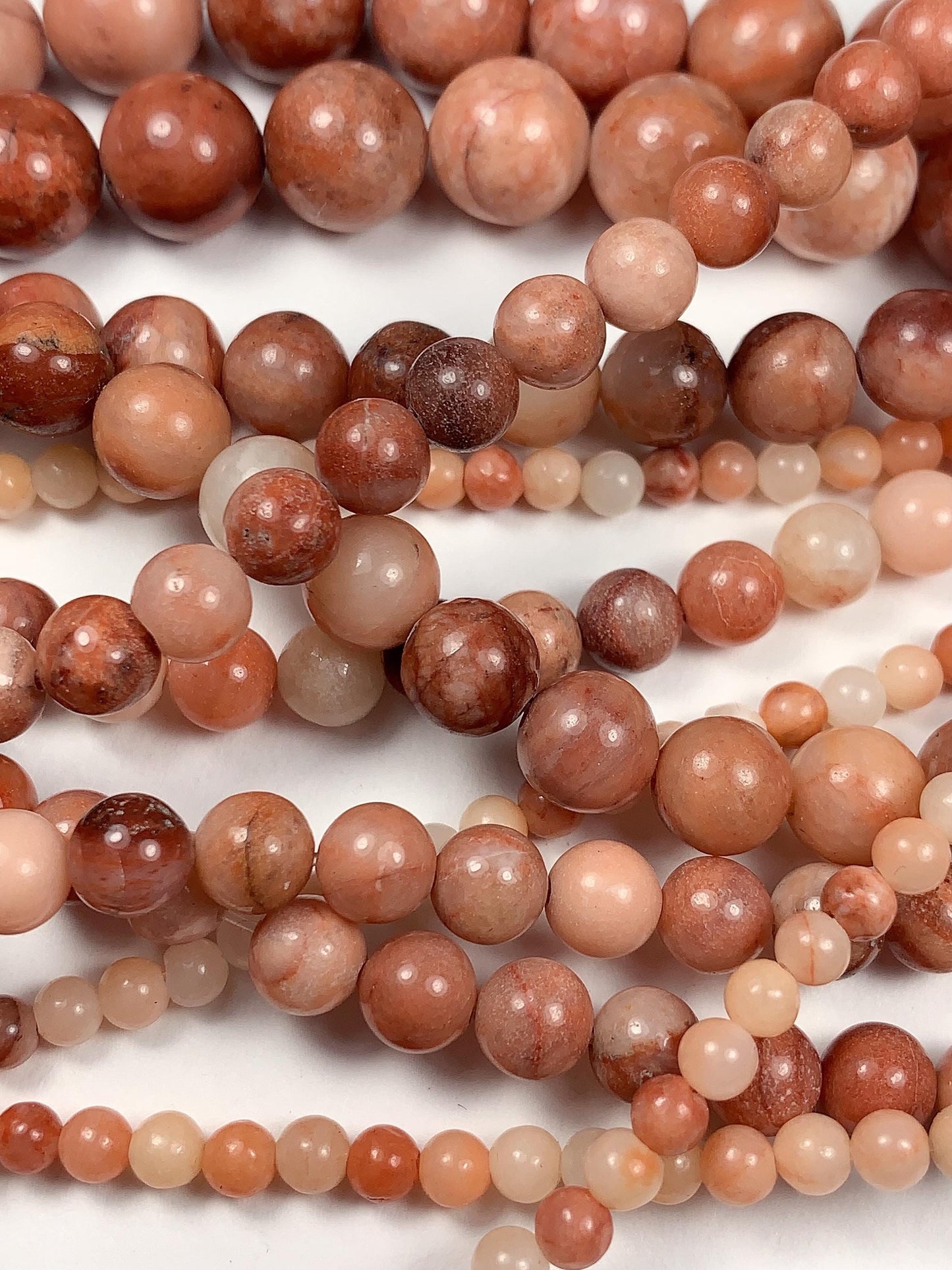 Natural Peach Pink Aventurine Smooth Round Beads 15.5" Strand  4mm 6mm 8mm 10mm