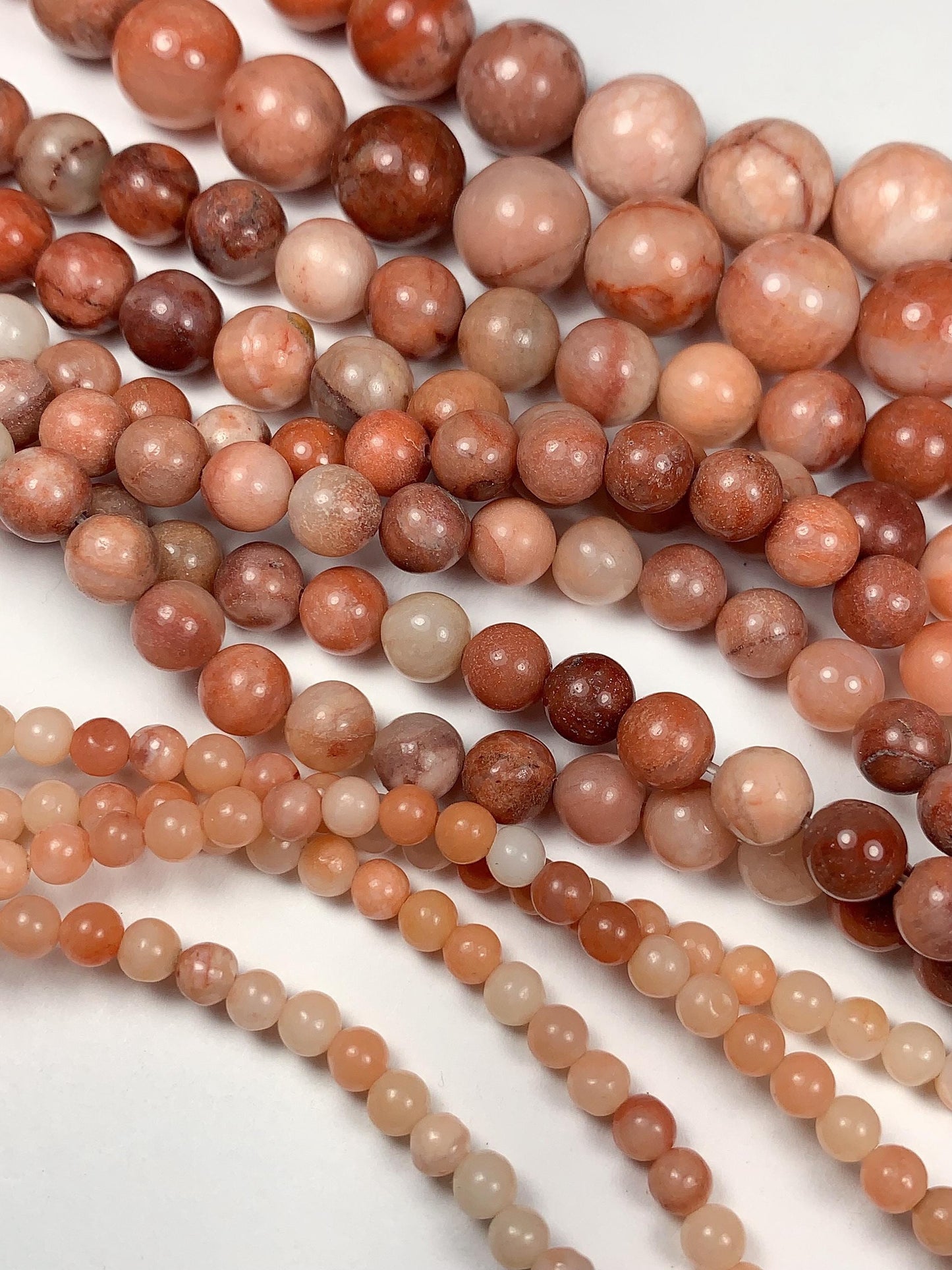 Natural Peach Pink Aventurine Smooth Round Beads 15.5" Strand  4mm 6mm 8mm 10mm