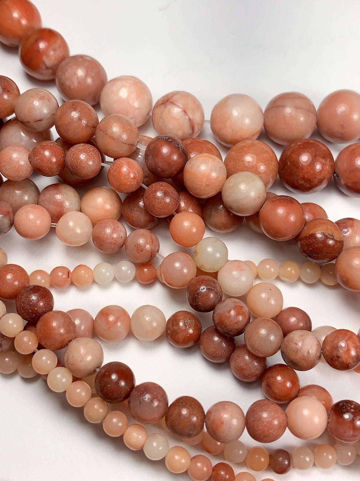 Natural Peach Pink Aventurine Smooth Round Beads 15.5" Strand  4mm 6mm 8mm 10mm