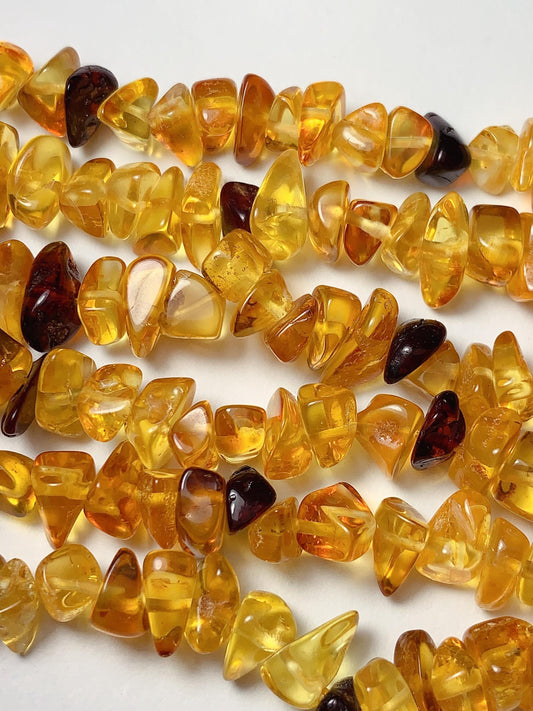 5-10mm Natural Baltic Honey Yellow Cherry Red Cognac Amber Chip Nugget Irregular Beads 15.5" Strand  DIY Jewelry