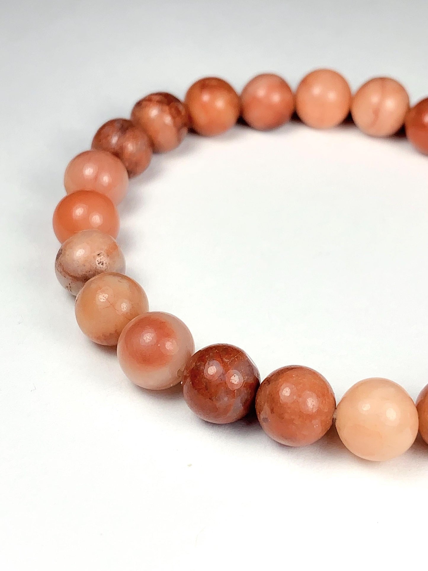 Natural Peach Pink Aventurine Stretch Bracelet Gemstone, Smooth Round Beads 4mm 6mm 8mm 10mm