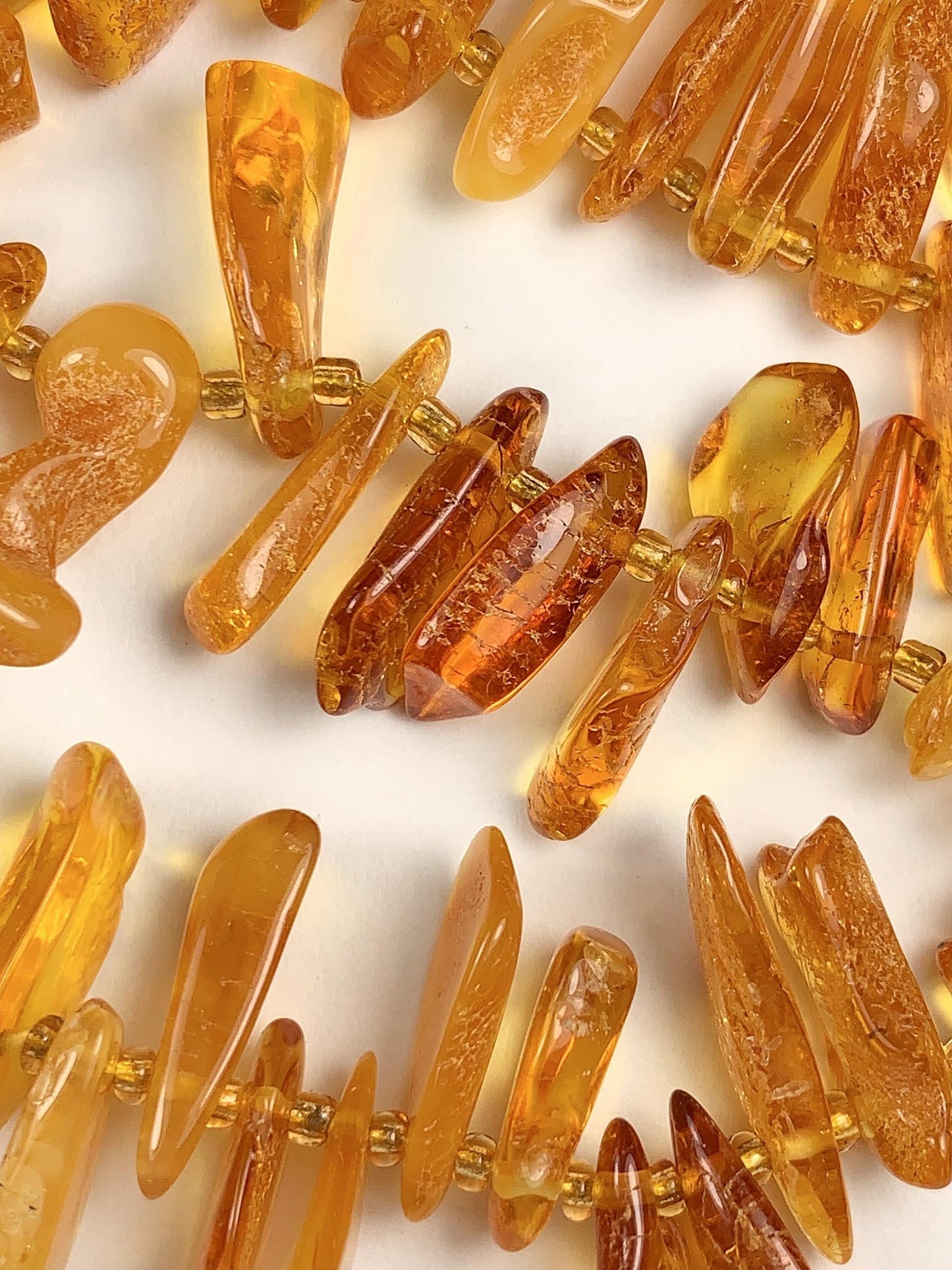 15-18mm Natural Deep Gold Honey Yellow Baltic Amber Stick Spike Chip Nugget Irregular Beads 15" Strand  DIY Jewelry long