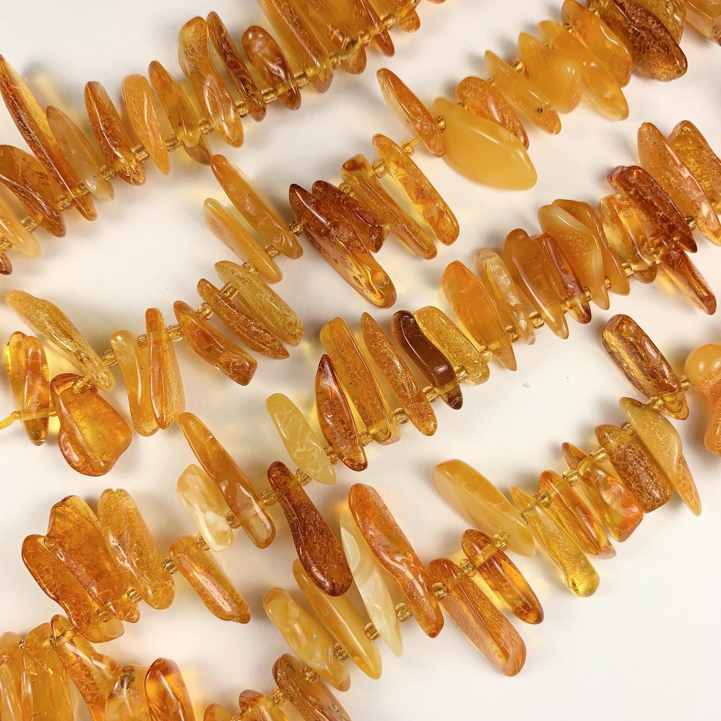 15-18mm Natural Deep Gold Honey Yellow Baltic Amber Stick Spike Chip Nugget Irregular Beads 15" Strand  DIY Jewelry long