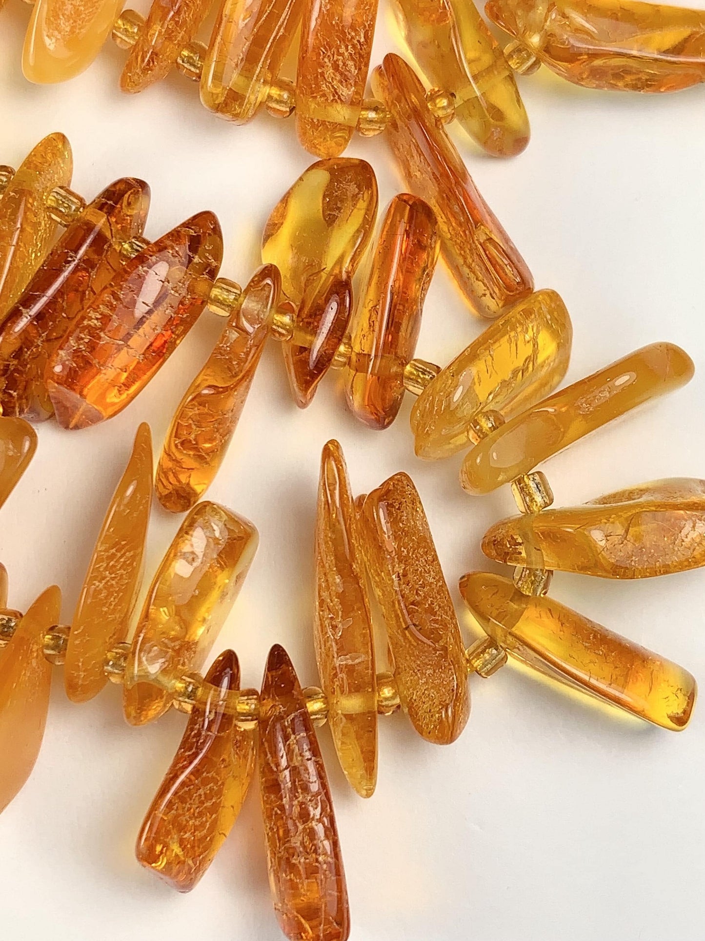 15-18mm Natural Deep Gold Honey Yellow Baltic Amber Stick Spike Chip Nugget Irregular Beads 15" Strand  DIY Jewelry long