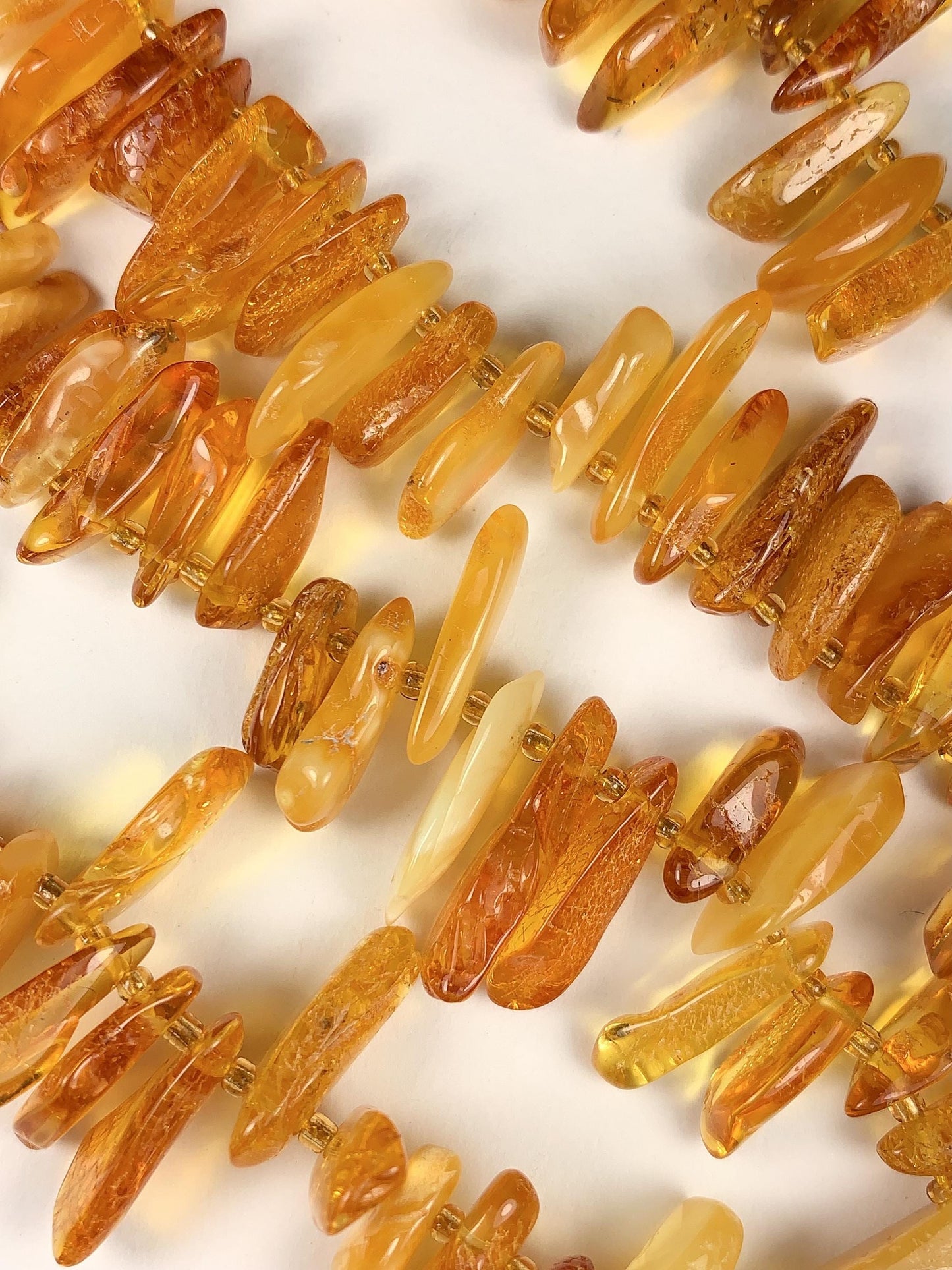 15-18mm Natural Deep Gold Honey Yellow Baltic Amber Stick Spike Chip Nugget Irregular Beads 15" Strand  DIY Jewelry long