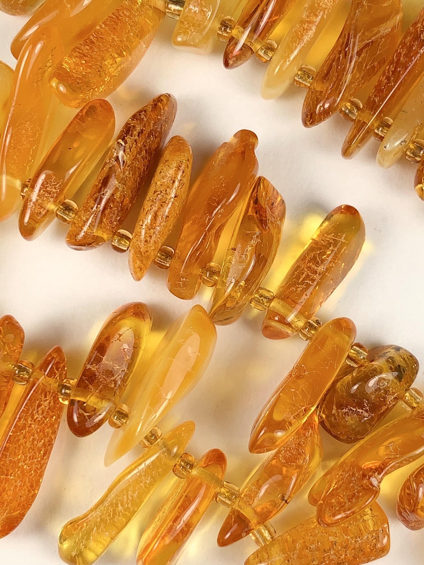 15-18mm Natural Deep Gold Honey Yellow Baltic Amber Stick Spike Chip Nugget Irregular Beads 15" Strand  DIY Jewelry long