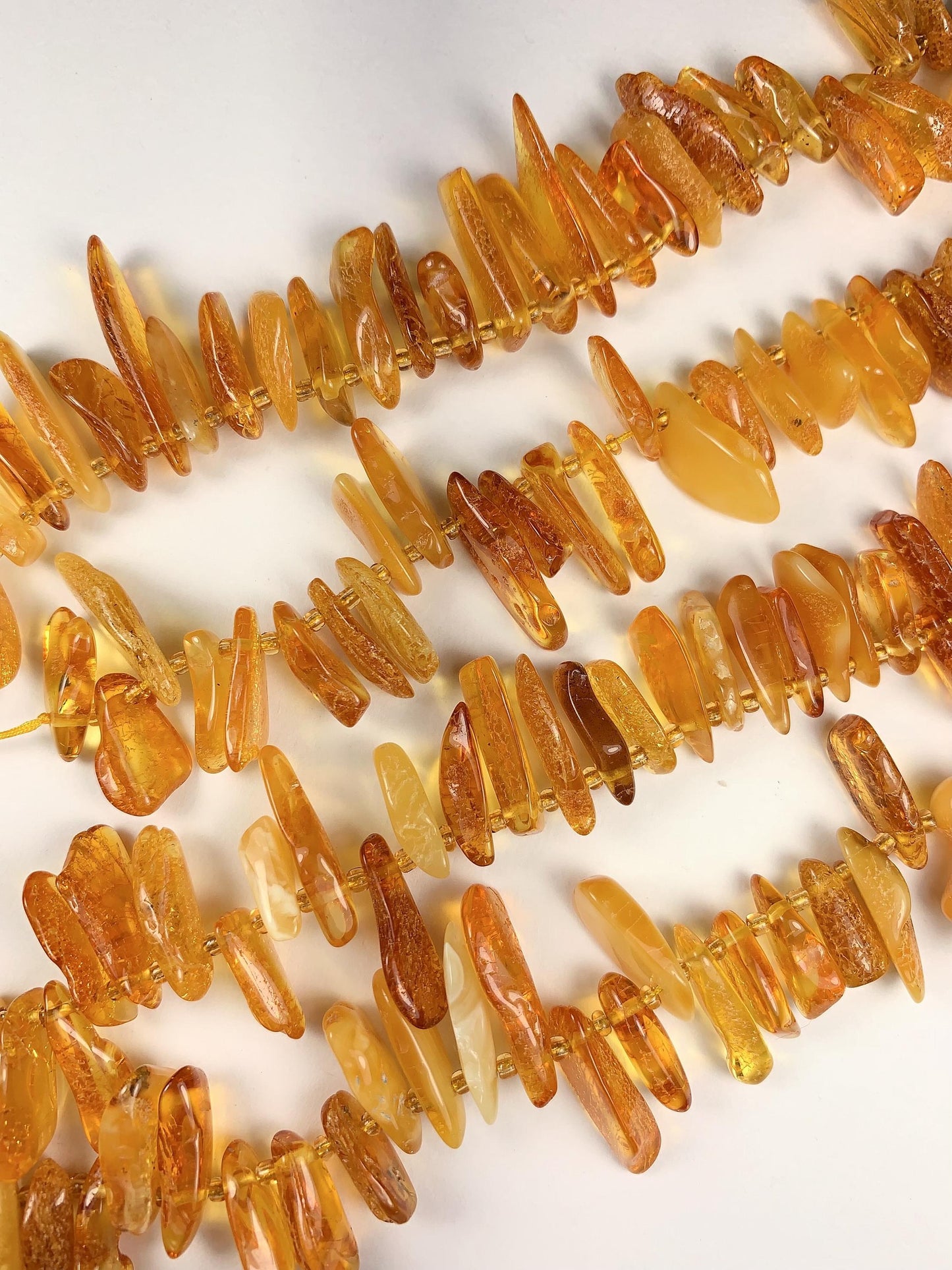 15-18mm Natural Deep Gold Honey Yellow Baltic Amber Stick Spike Chip Nugget Irregular Beads 15" Strand  DIY Jewelry long