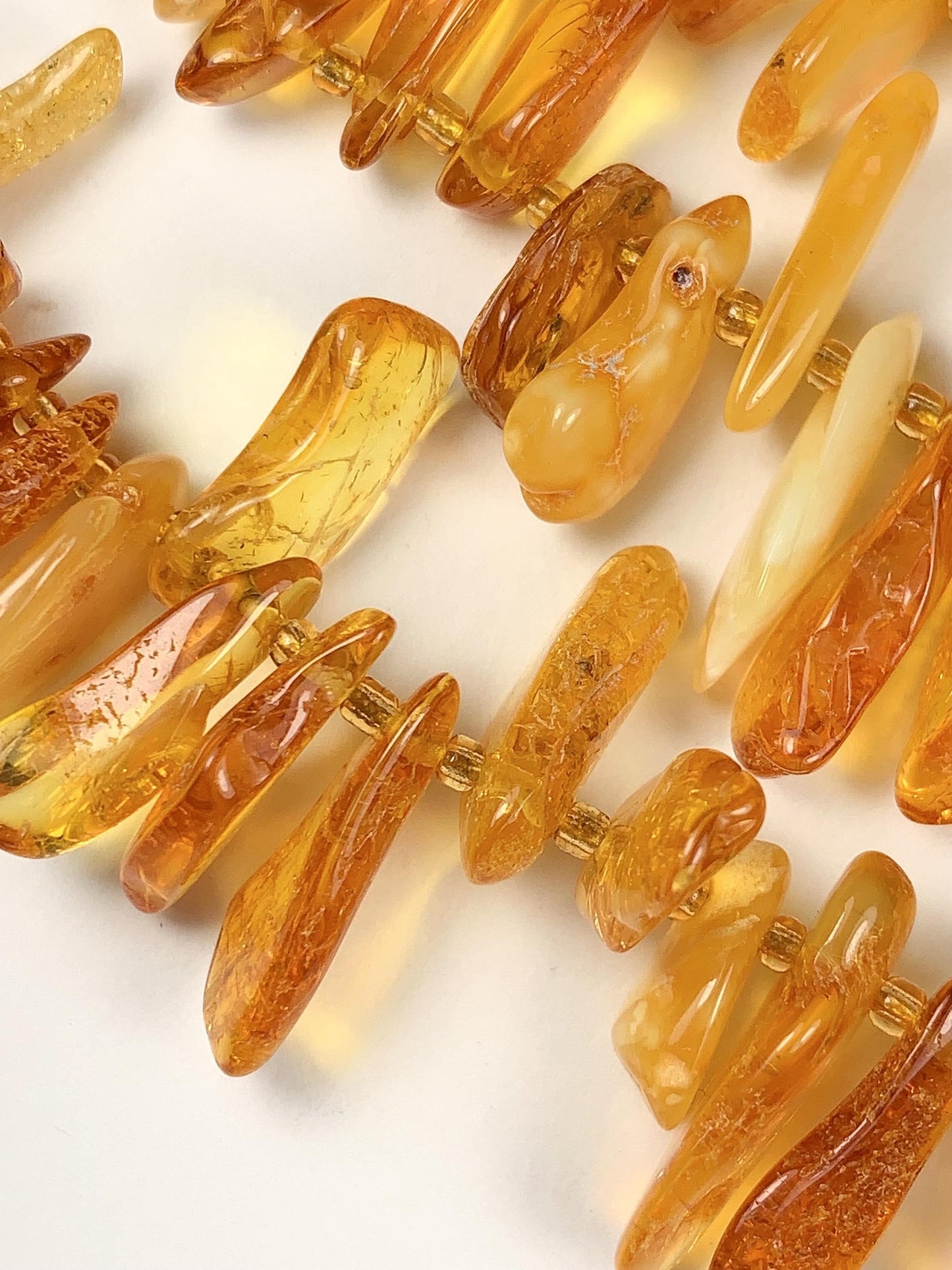 15-18mm Natural Deep Gold Honey Yellow Baltic Amber Stick Spike Chip Nugget Irregular Beads 15" Strand  DIY Jewelry long
