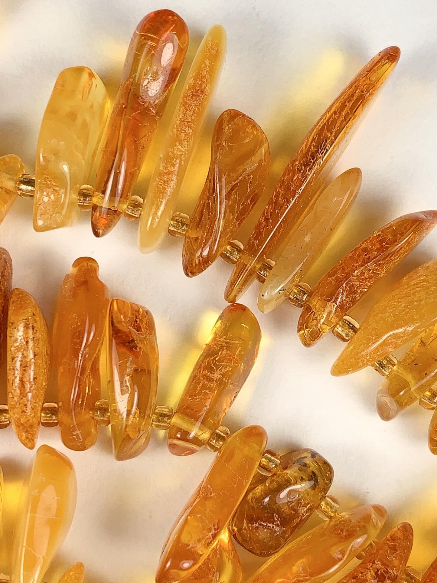 15-18mm Natural Deep Gold Honey Yellow Baltic Amber Stick Spike Chip Nugget Irregular Beads 15" Strand  DIY Jewelry long