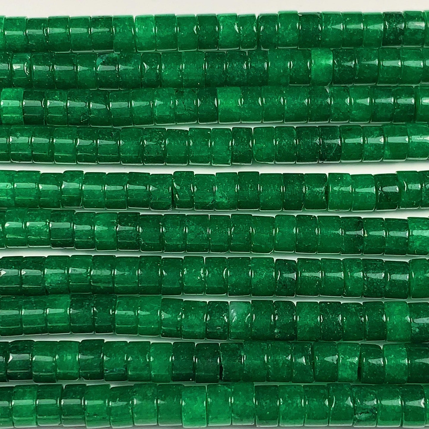 2x4mm Natural Geep Green Malaysia Jade Heishi Disc Beads 15 Strand