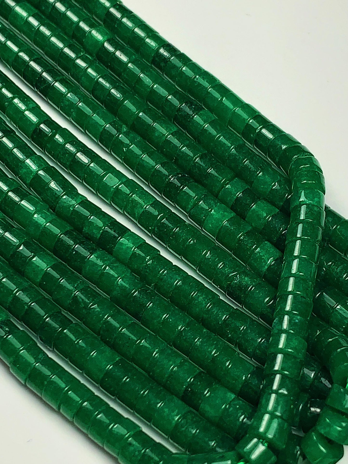 2x4mm Natural Geep Green Malaysia Jade Heishi Disc Beads 15 Strand