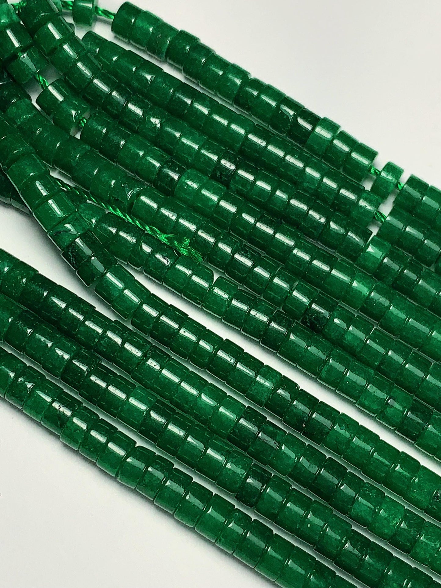 2x4mm Natural Geep Green Malaysia Jade Heishi Disc Beads 15 Strand