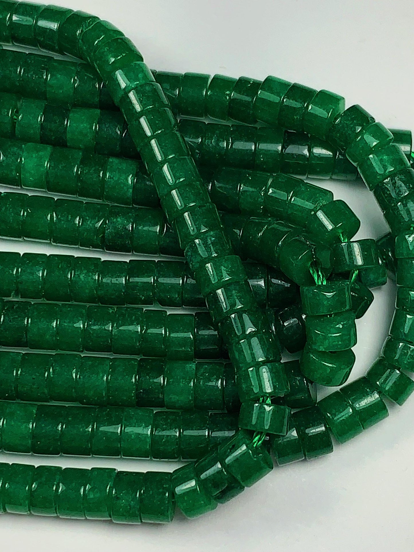 2x4mm Natural Geep Green Malaysia Jade Heishi Disc Beads 15 Strand
