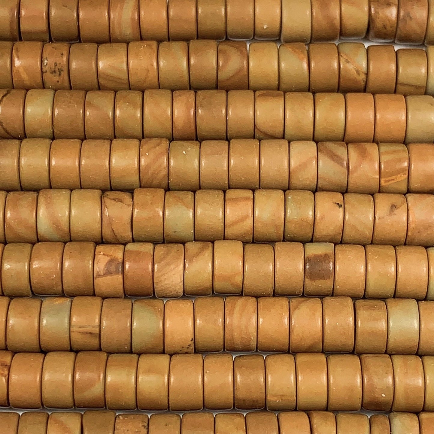 2x4mm Natural Yellow Wood Grain Jasper Heishi Disc Beads Gemstone Strand 15"