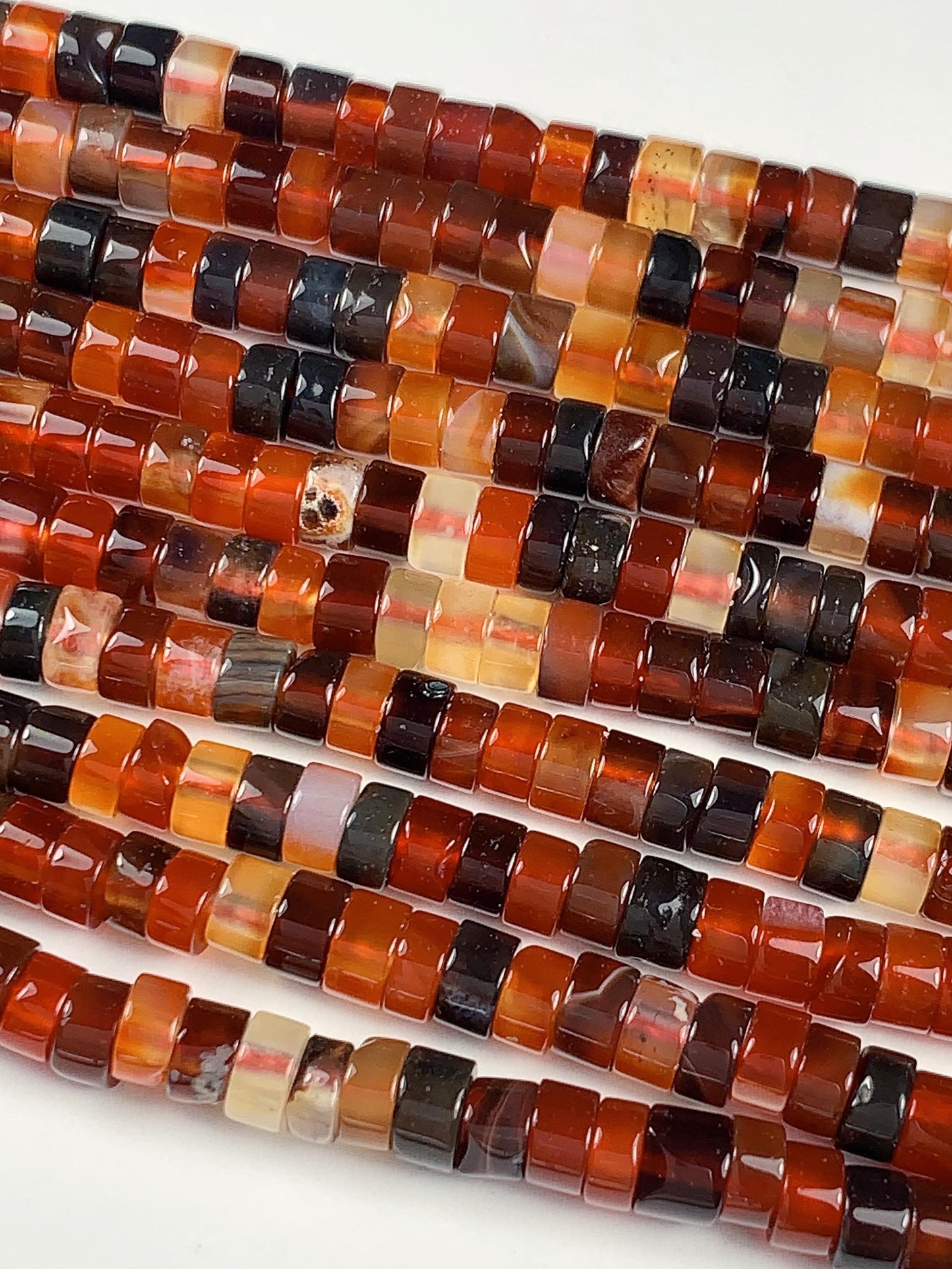 2x4mm AAA Natural Transparent Red Brown Dreamy Agate Heishi Disc Beads 15" Strand