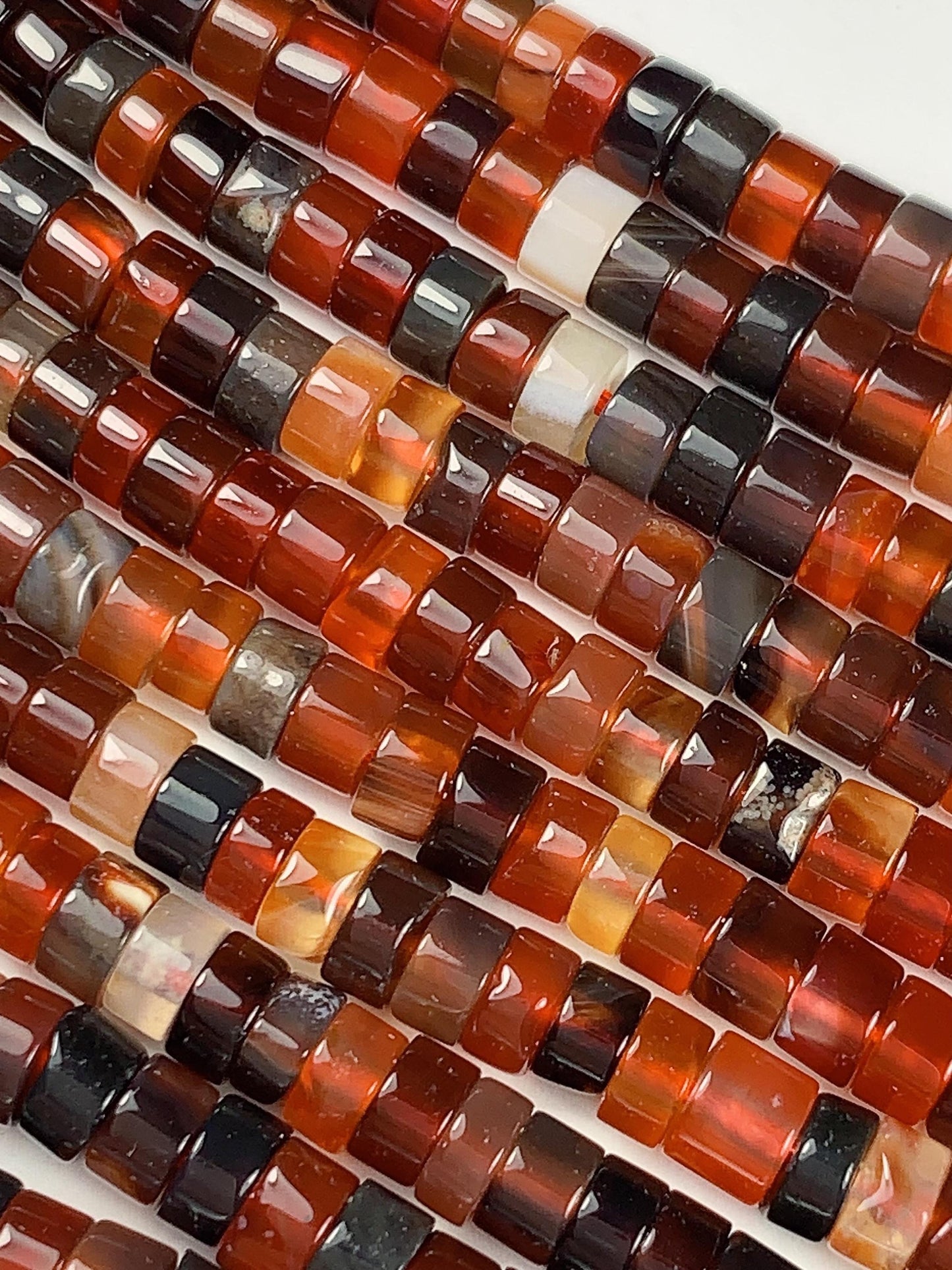 2x4mm AAA Natural Transparent Red Brown Dreamy Agate Heishi Disc Beads 15" Strand