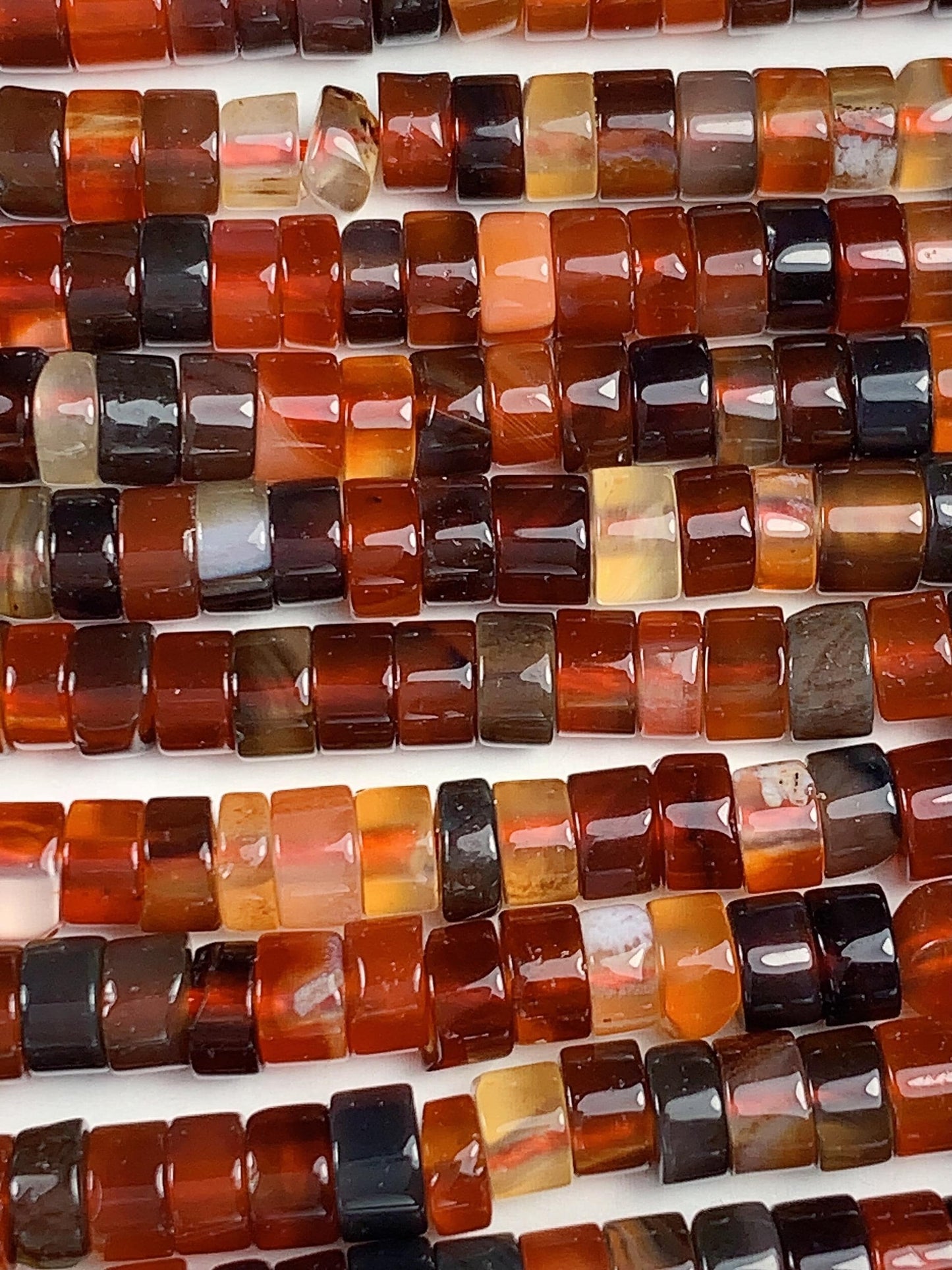 2x4mm AAA Natural Transparent Red Brown Dreamy Agate Heishi Disc Beads 15" Strand