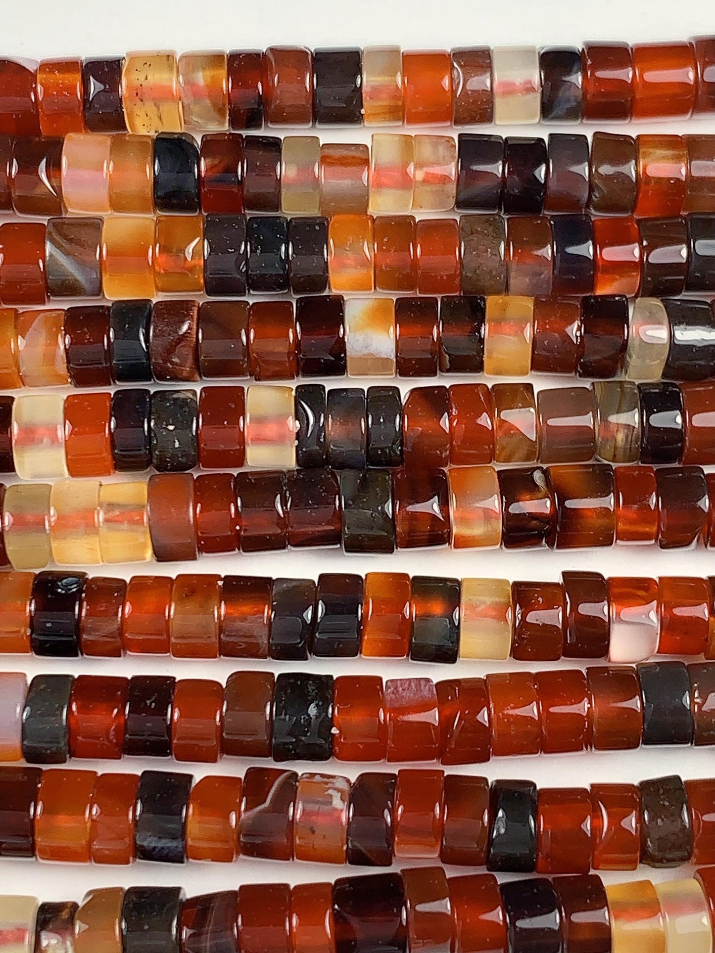 2x4mm AAA Natural Transparent Red Brown Dreamy Agate Heishi Disc Beads 15" Strand