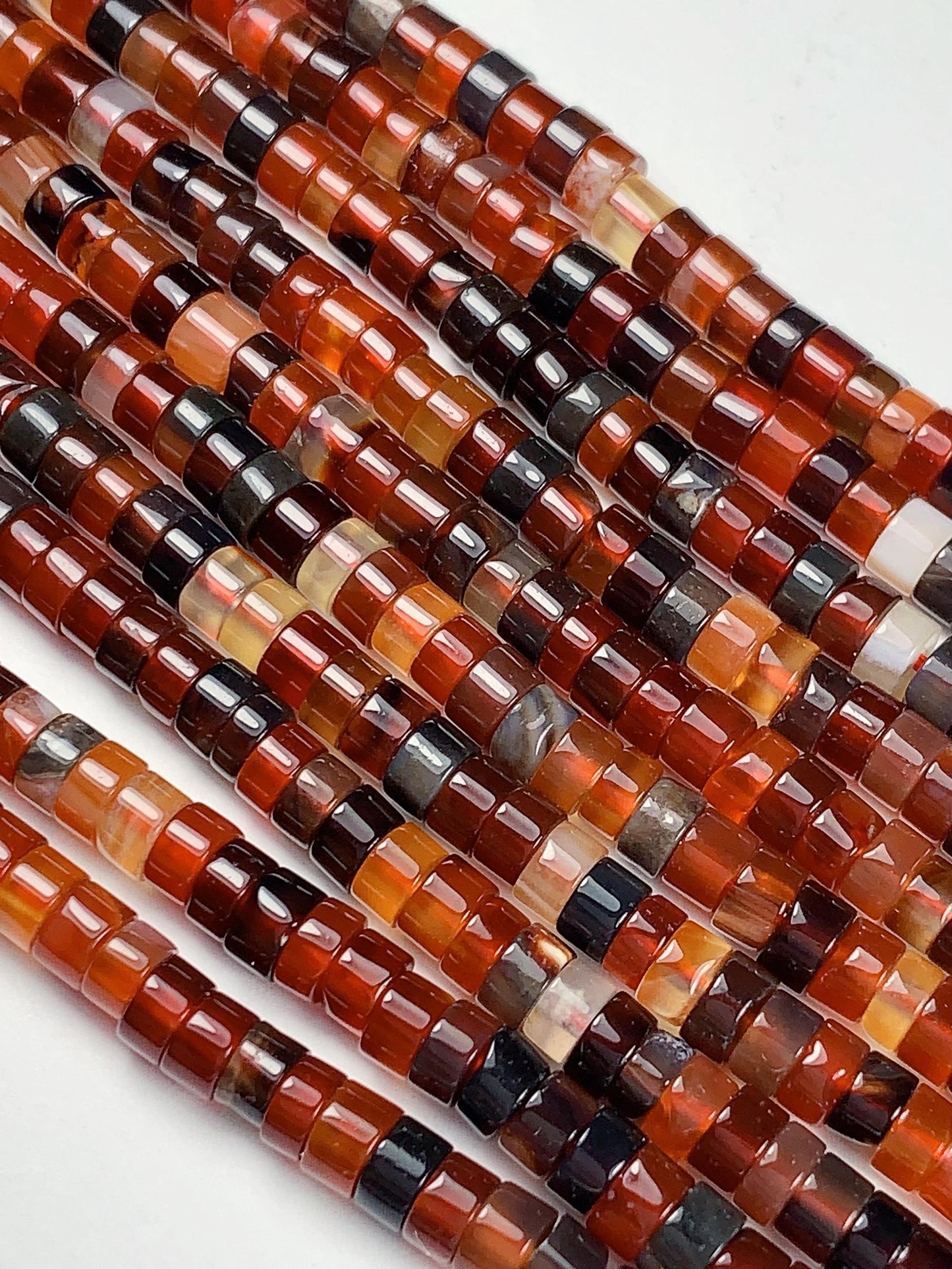 2x4mm AAA Natural Transparent Red Brown Dreamy Agate Heishi Disc Beads 15" Strand